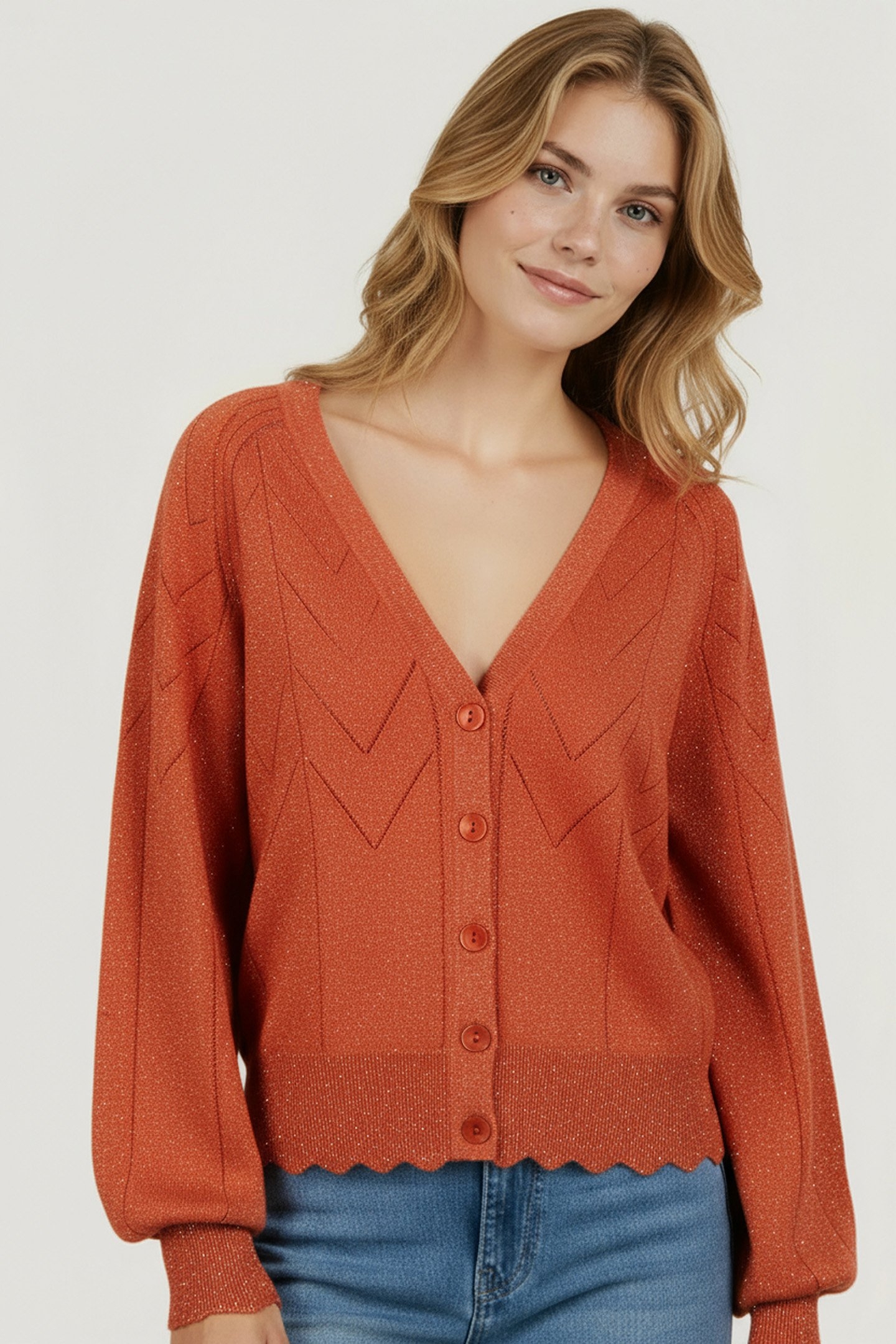CARDIGAN LUREX RUST 1