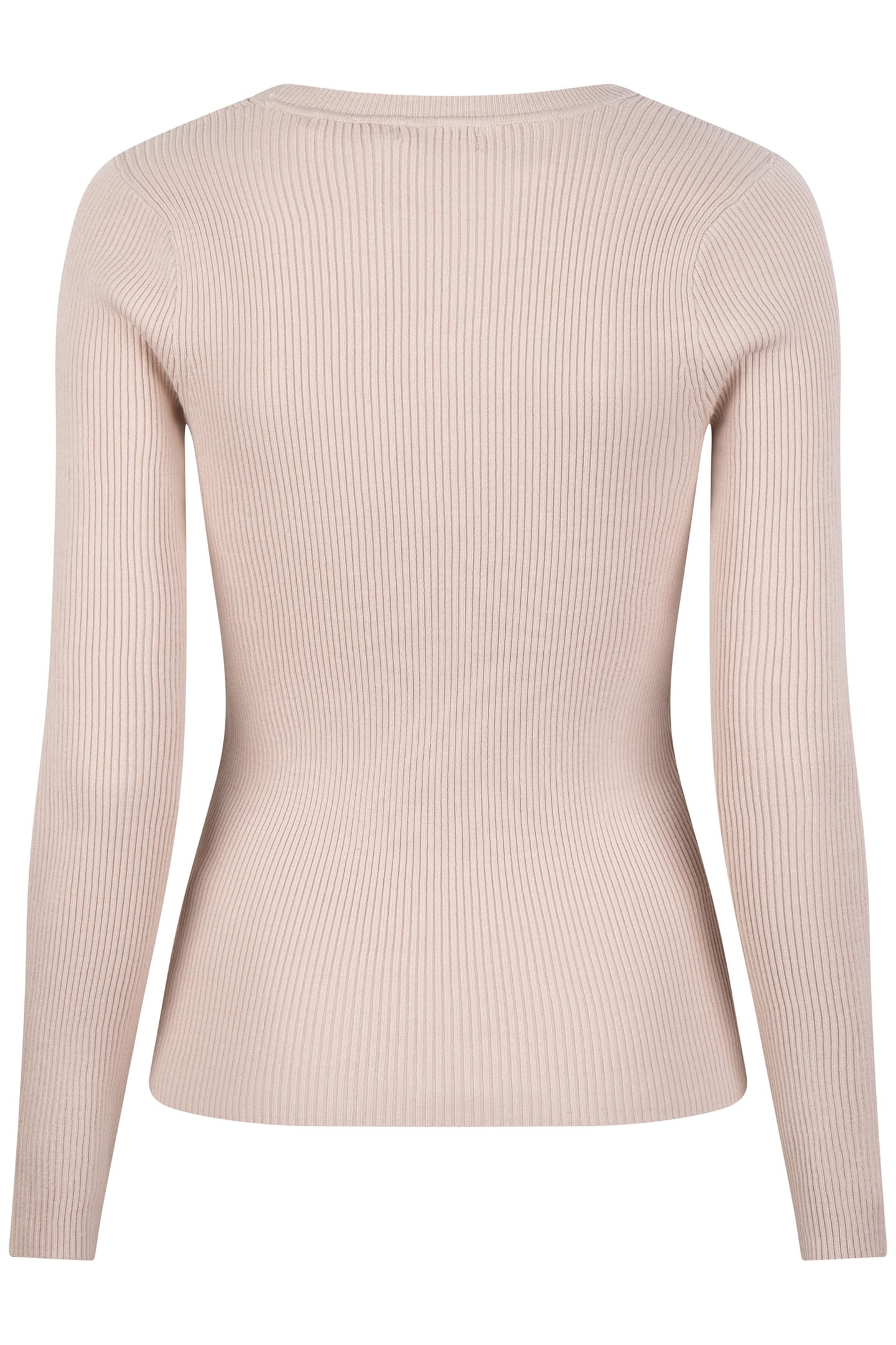 SWEATER DEEP ROUND NECK RIB LIGHT SAND 4