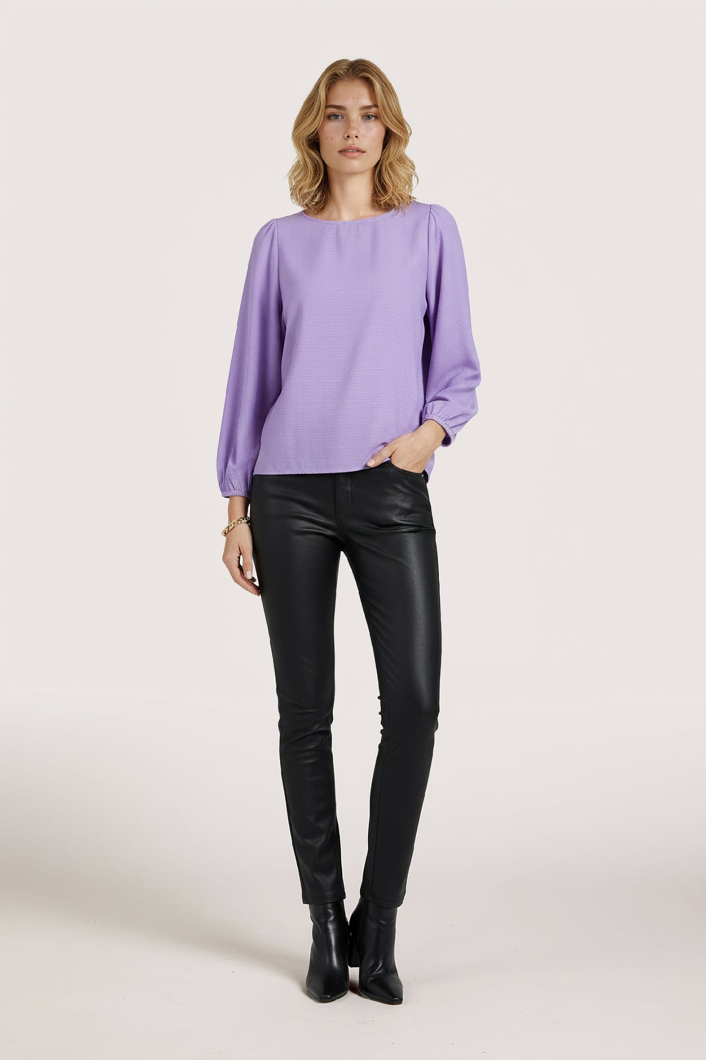 BLOUSE R-NECK STRUCTURE LILAC 2