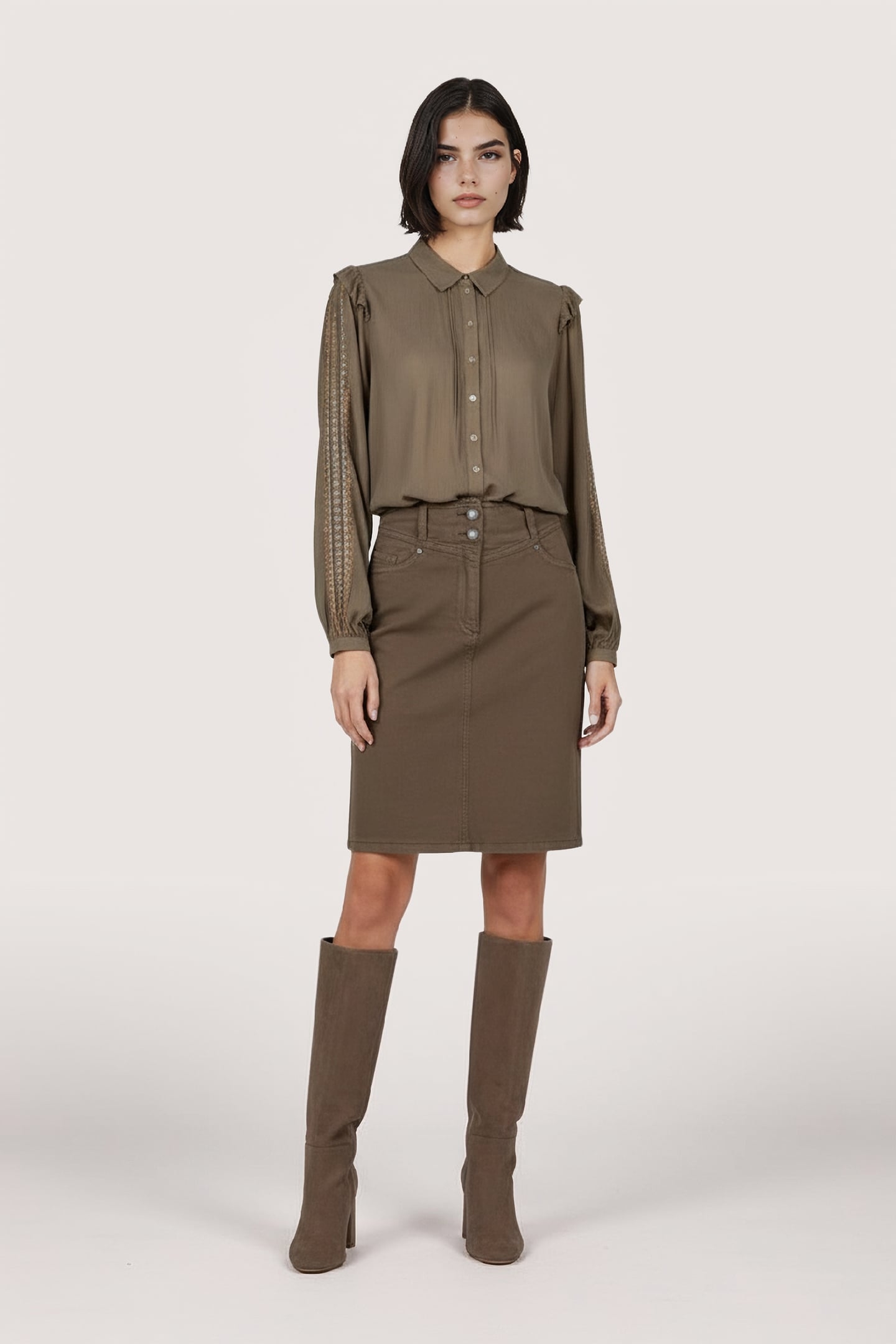 BLOUSE EMBROIDERY ARMY GREEN 1