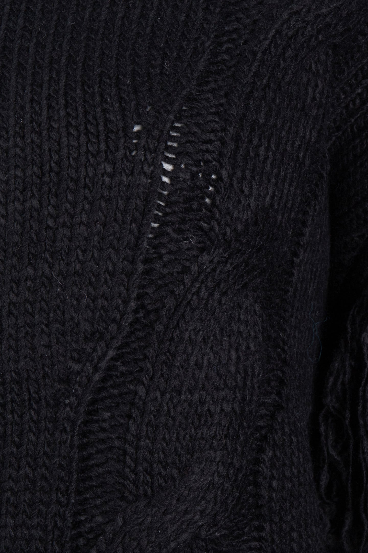 SWEATER CABLE & FRINGES BLACK 6