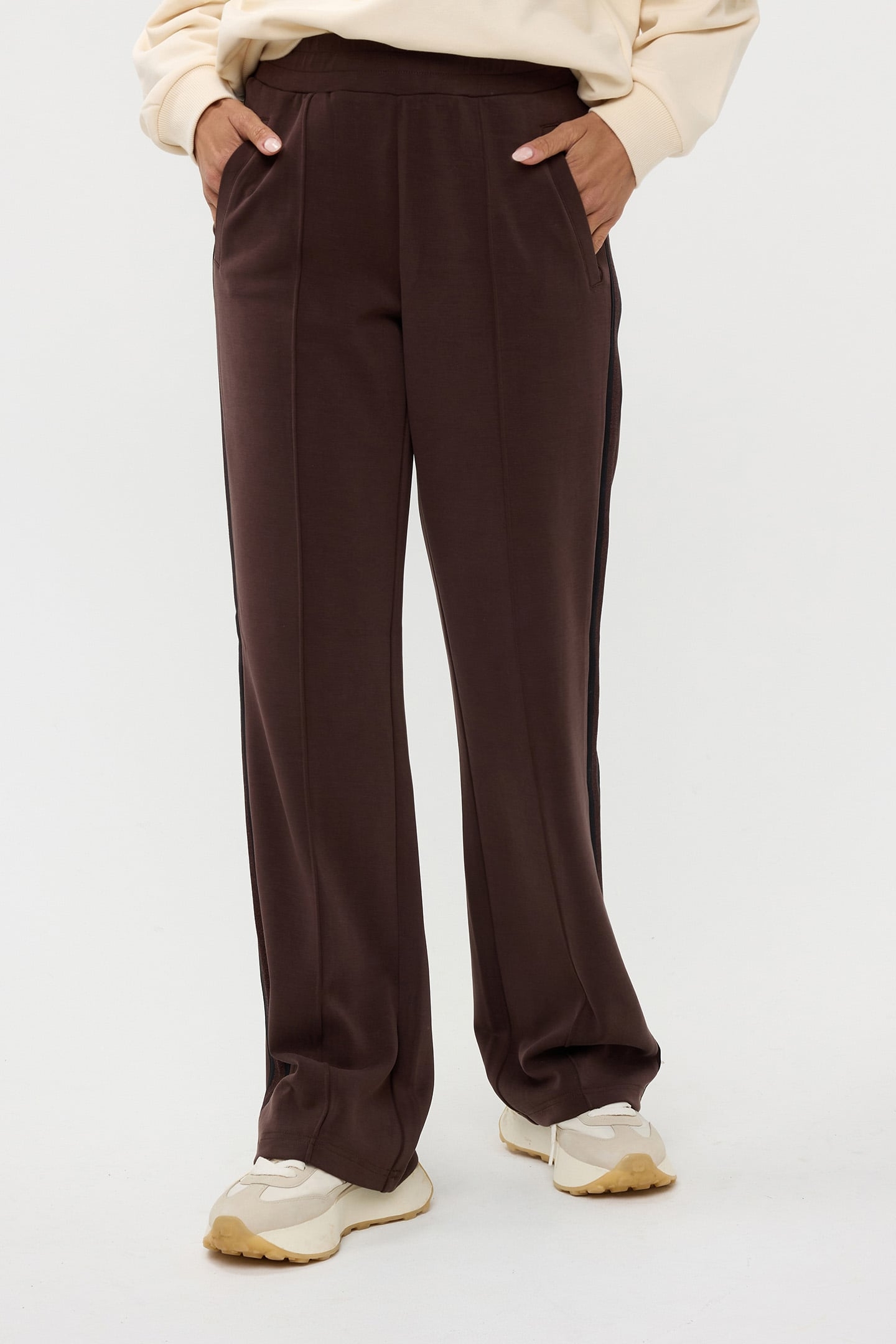 TROUSERS LUREX TAPE MODAL CHOCOLATE 1