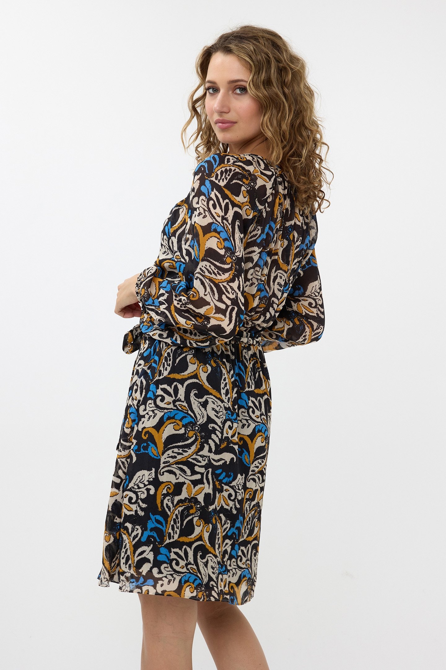 DRESS RAGLAN ELEGANT LEAVES PRINT 3