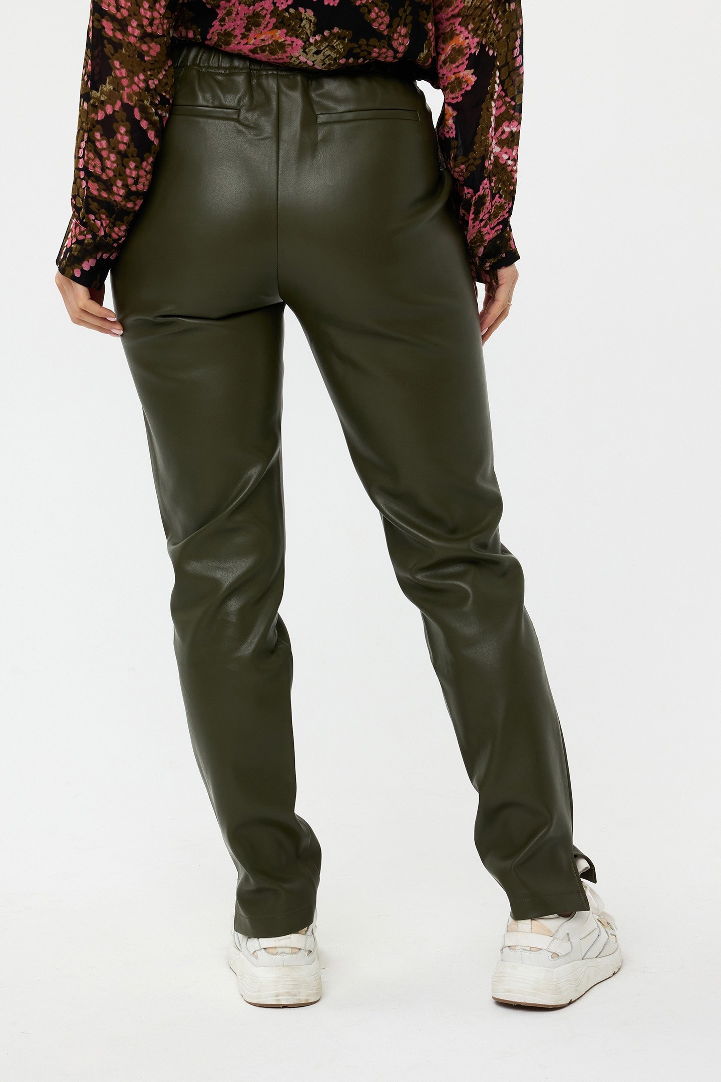 TROUSERS TREGGING VEGAN LEATHER GREEN 3