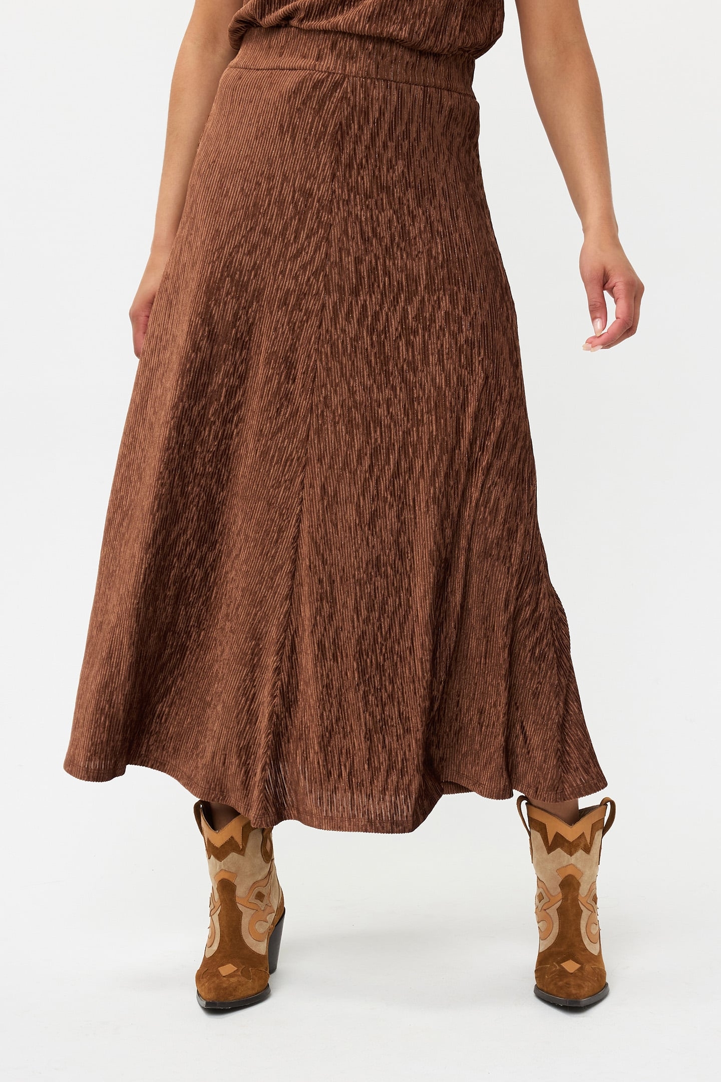 SKIRT CRINKLED VELOURS BRANDY 1