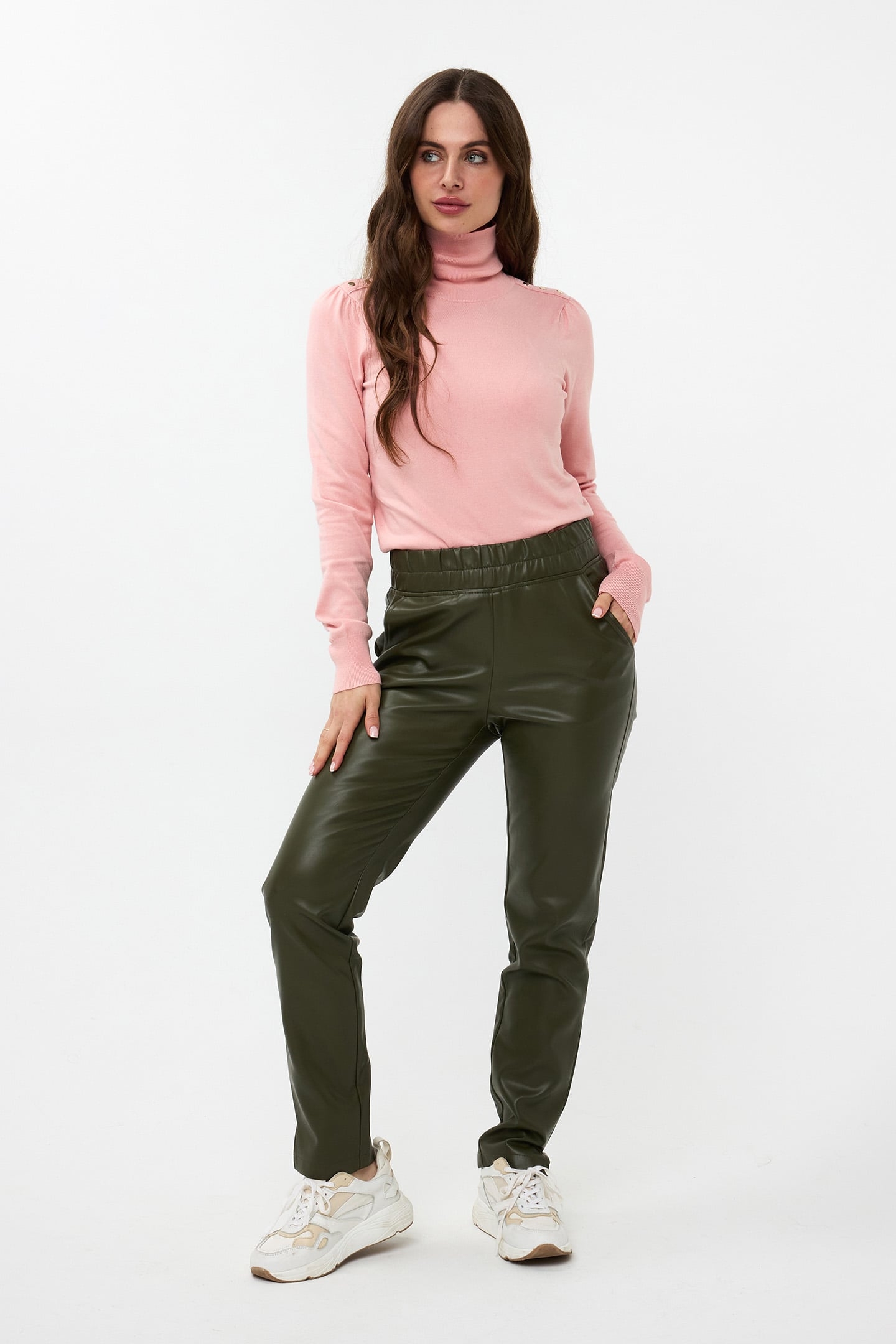 SWEATER FANCY DETAIL SHLDR BASIC KNIT BLUSH 2