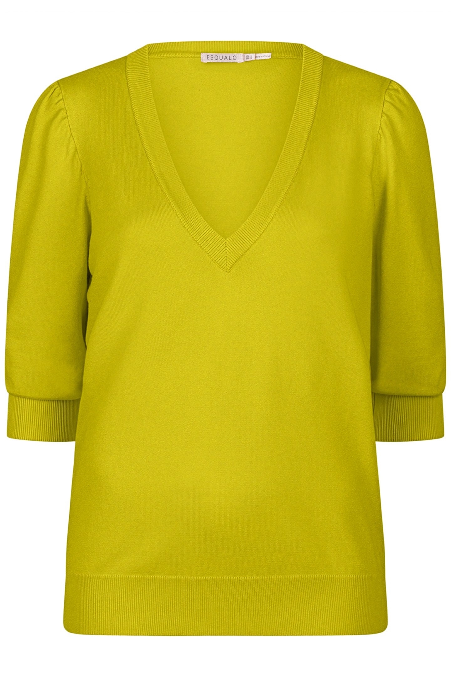 SWEATER SHORT PUFF SLVE BASIC KNIT MATCHA GREEN 3