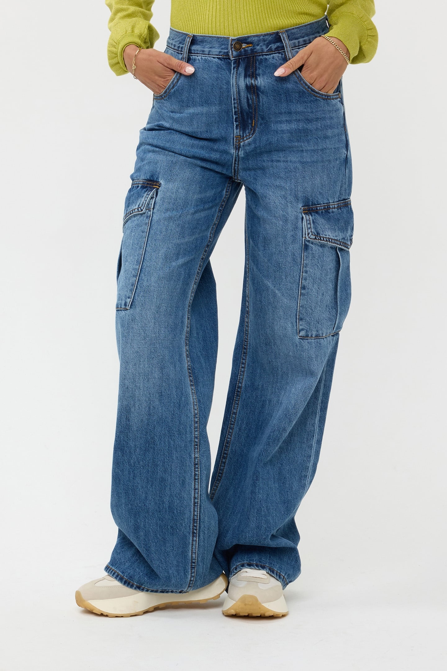 TROUSERS JEANS CARGO WIDE LEG JEANS BLUE 1