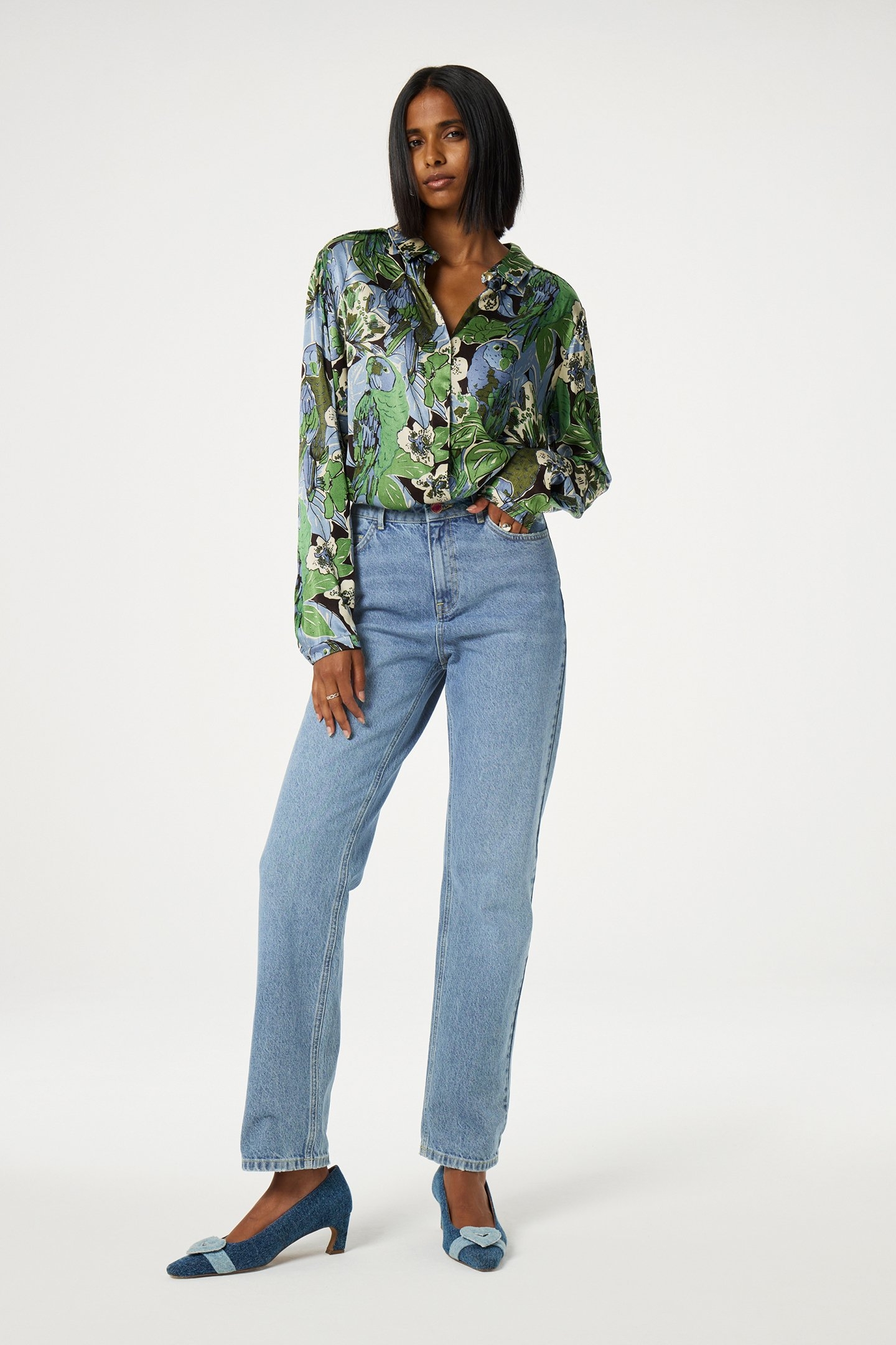 SUNRISE BLOUSE BLACK/PARROT GREEN 2