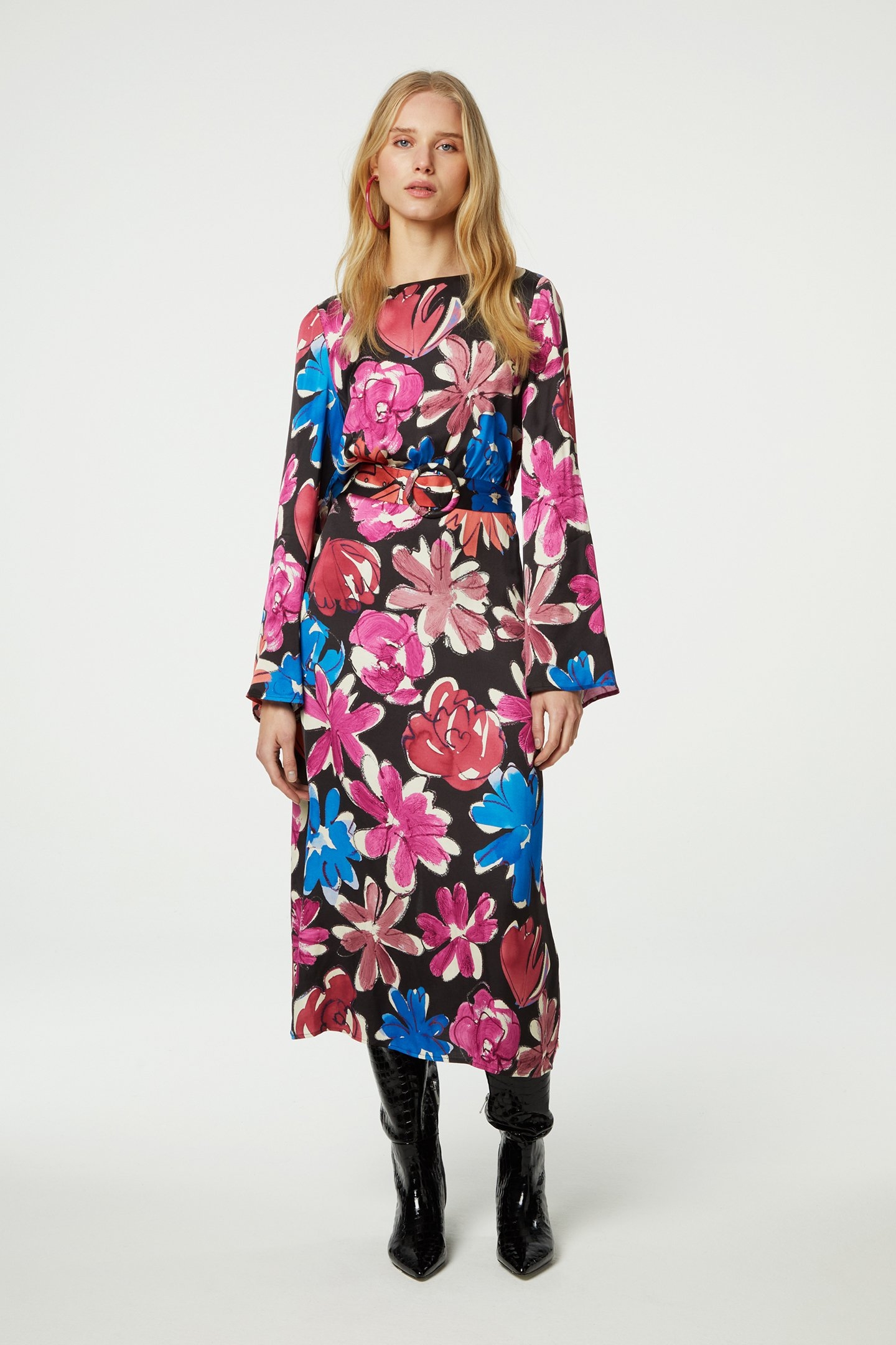 DARINA DRESS BLACK/BRIGHT BLUE 1