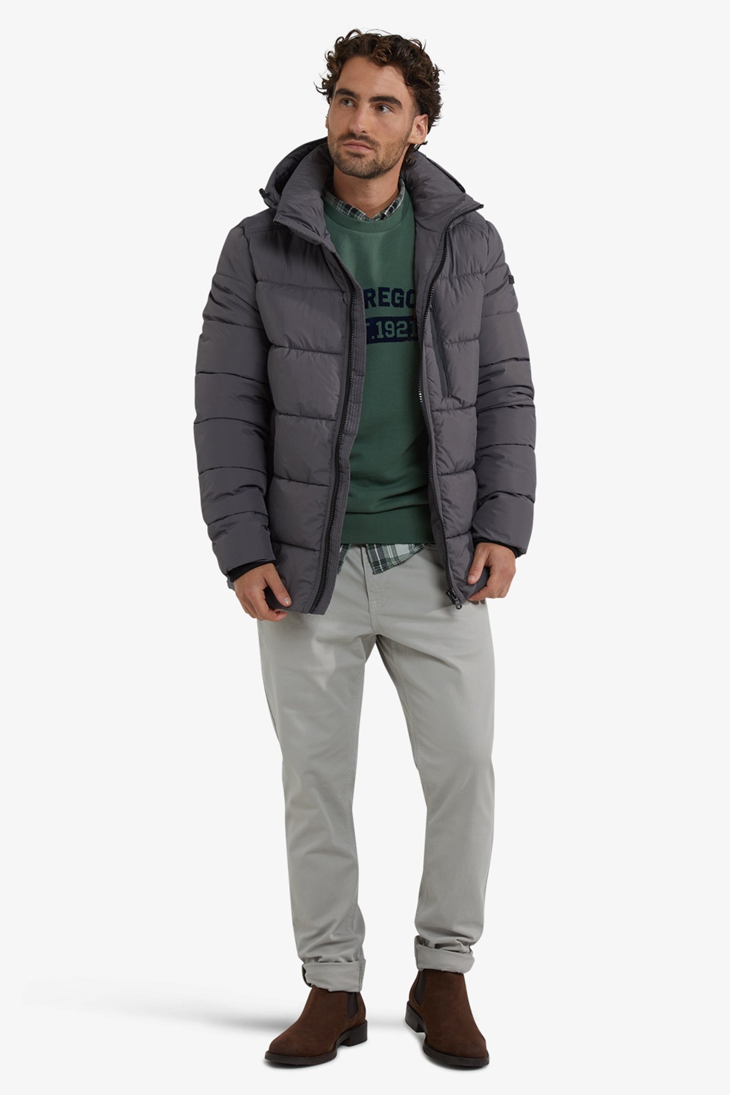 HOODED BOMBER JACKET DARK GREY 2