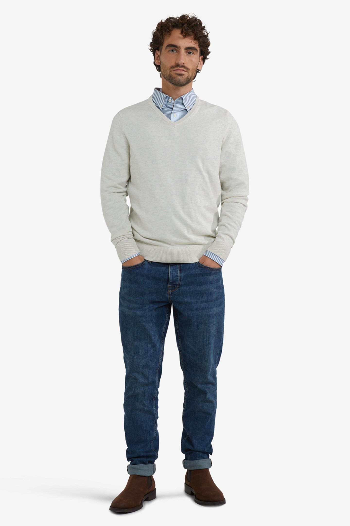 V-NECK SWEATER OFF WHITE 2