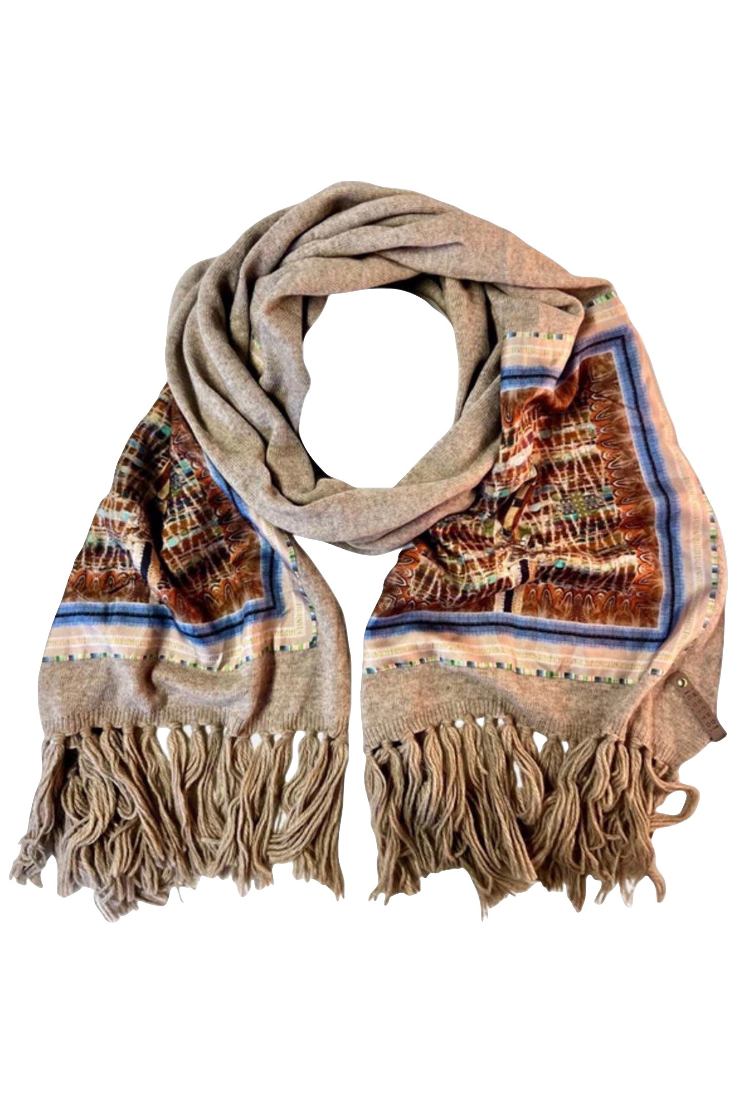 SCARF OBLONG 506 TAUPE/MULTI-COLOR 1