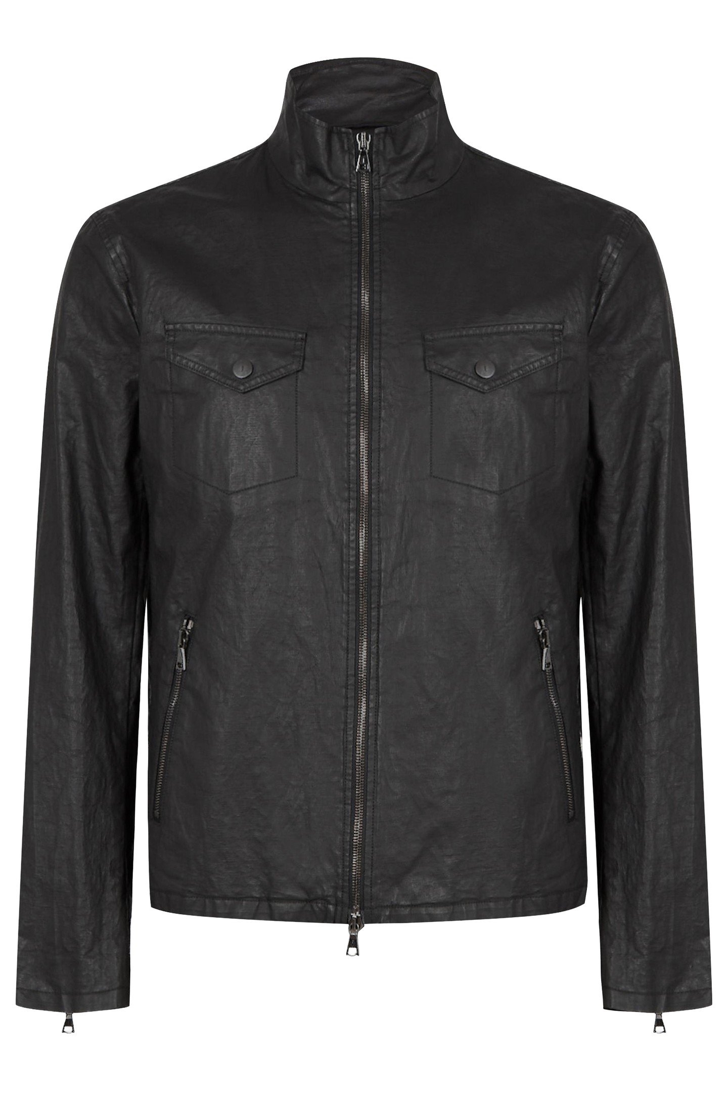 GARMENT WASHED SLIM FIT ZIP FRONT CLOSURE JACKET BLACK 3