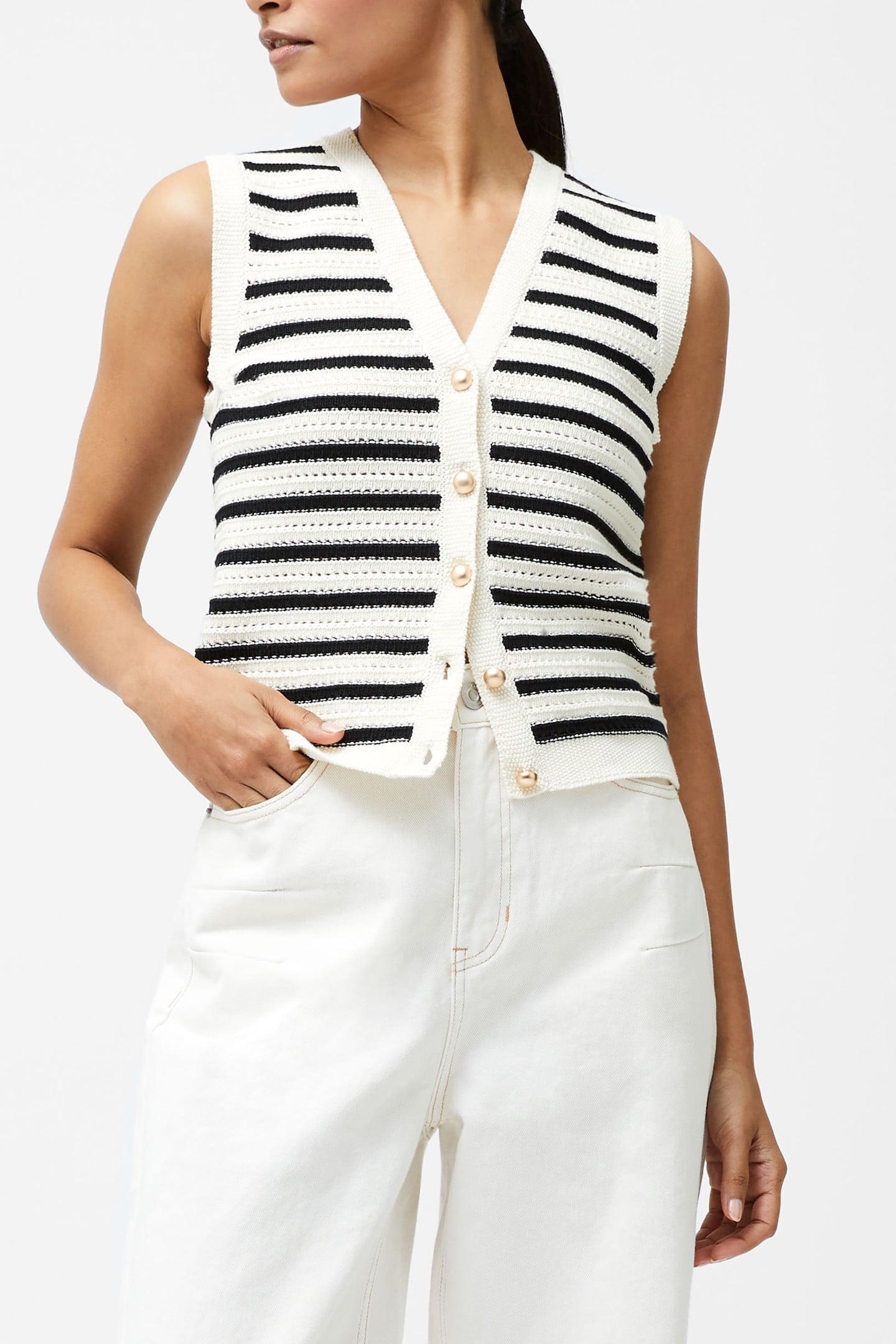 LUMI MOZART KNIT WAISTCOAT SUMMER WHITE 2