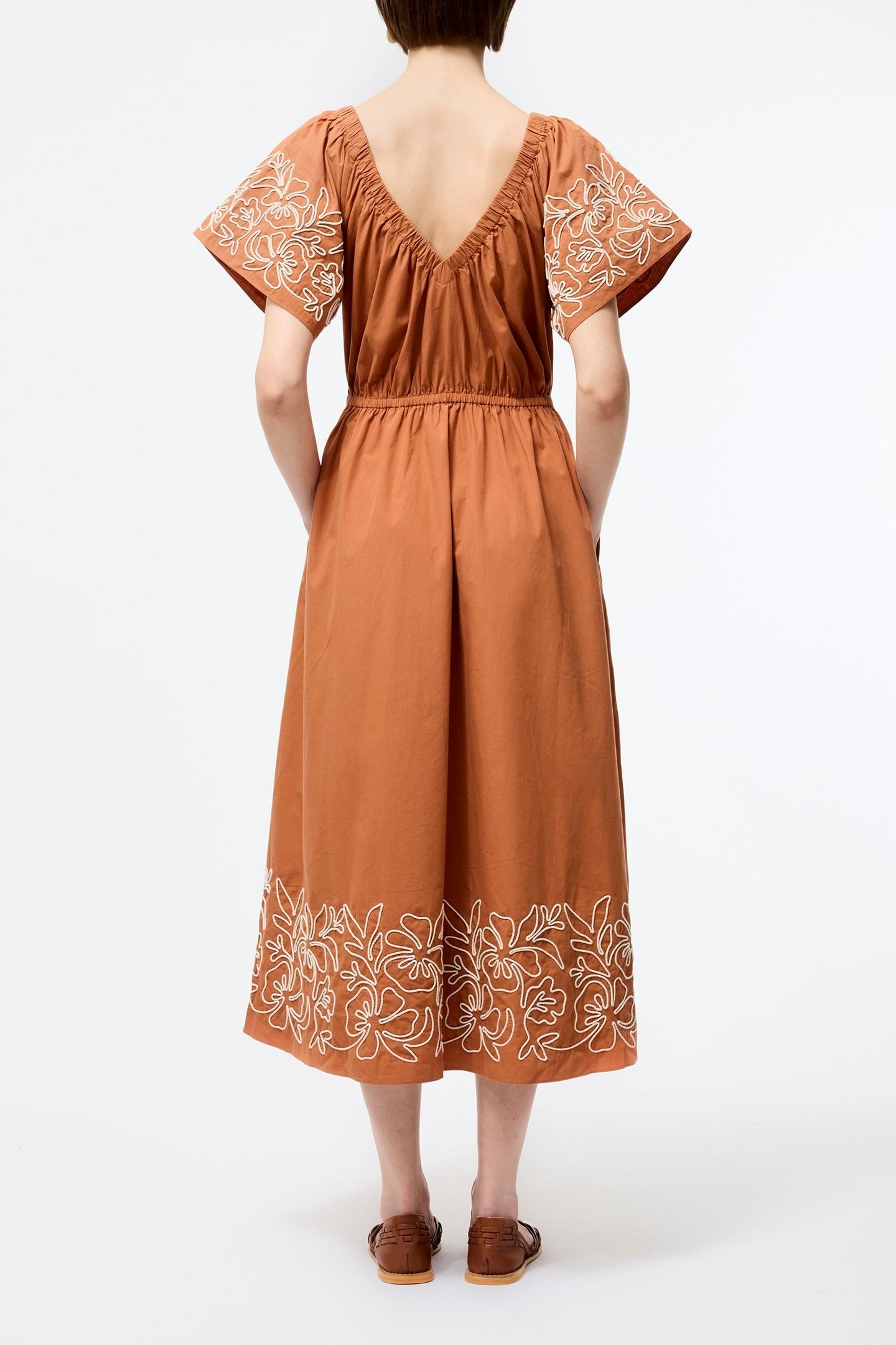 CAMBRIA COTTON EMBROIDERED DRS COFFEE BROWN 4