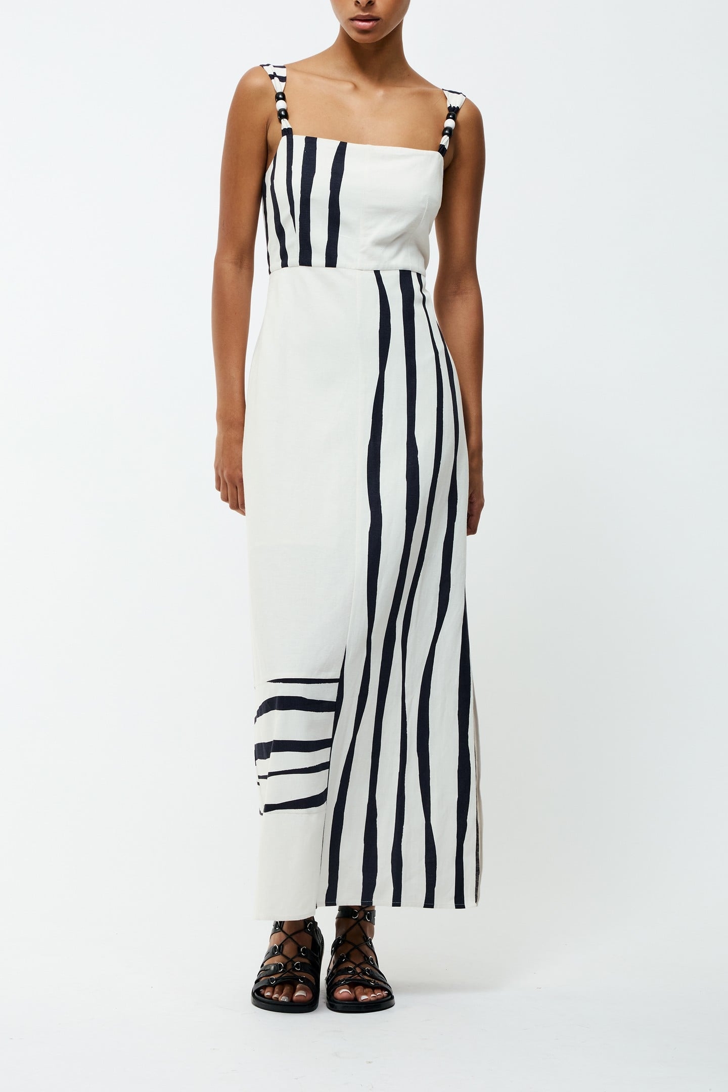 GENEVIEVE ARIETTE MIDI DRESS WHITE/BLACK 1