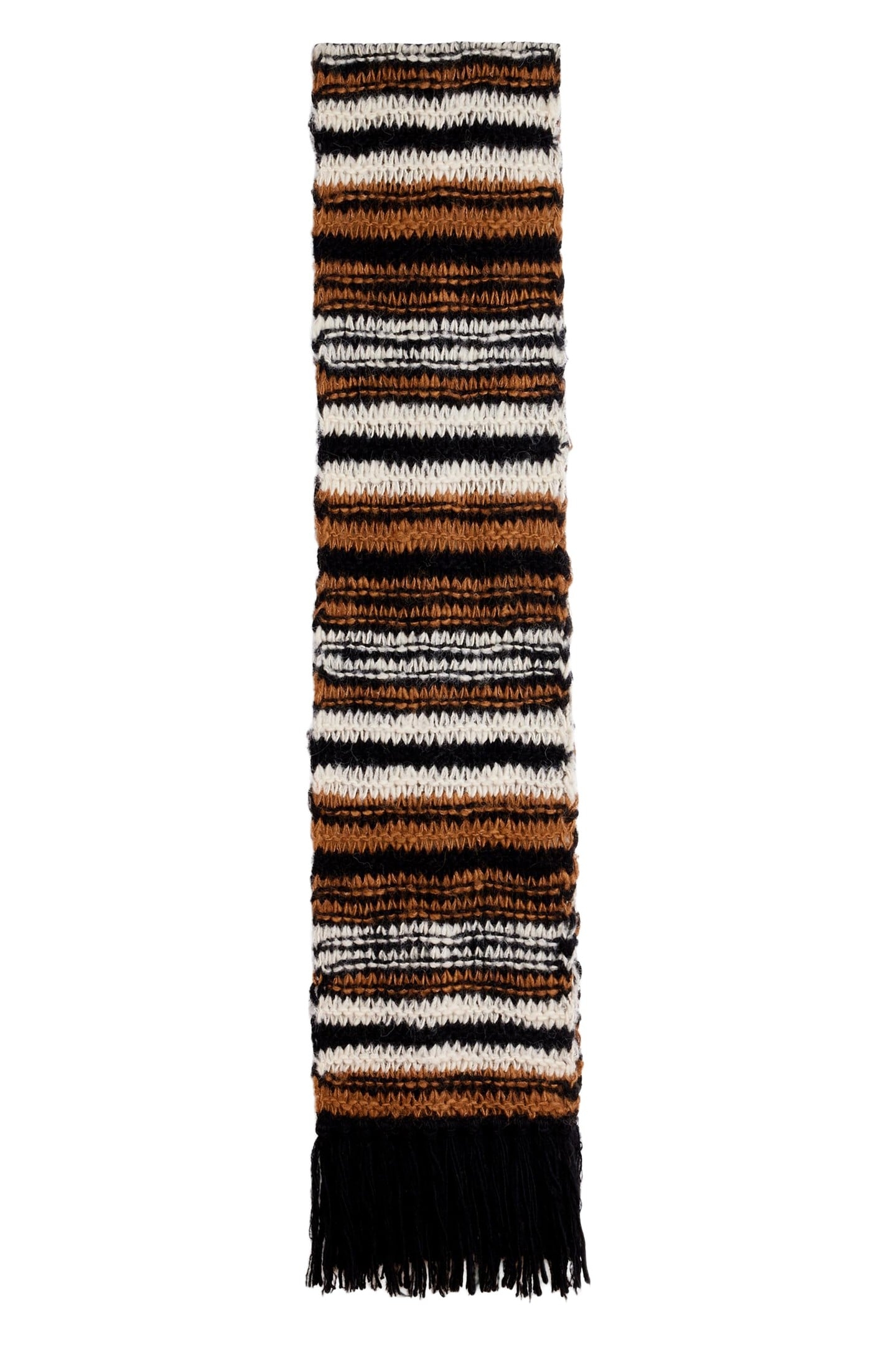 SOBRALIA TEXTURE STITCH STRIPE SCARF CARAMEL 1