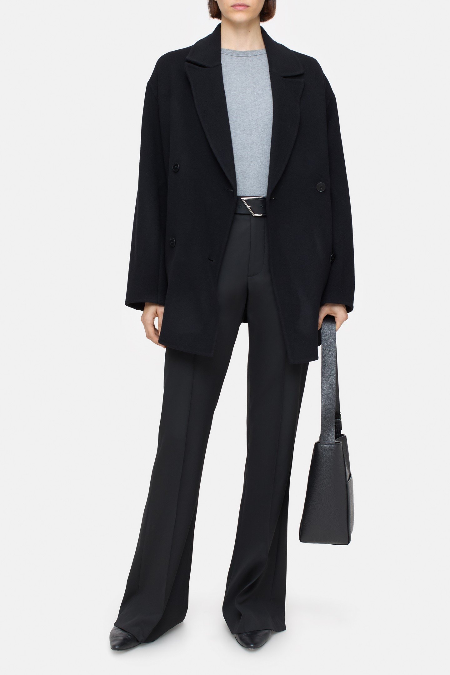 DOUBLE BREASTED COAT JACKET BLACK 2