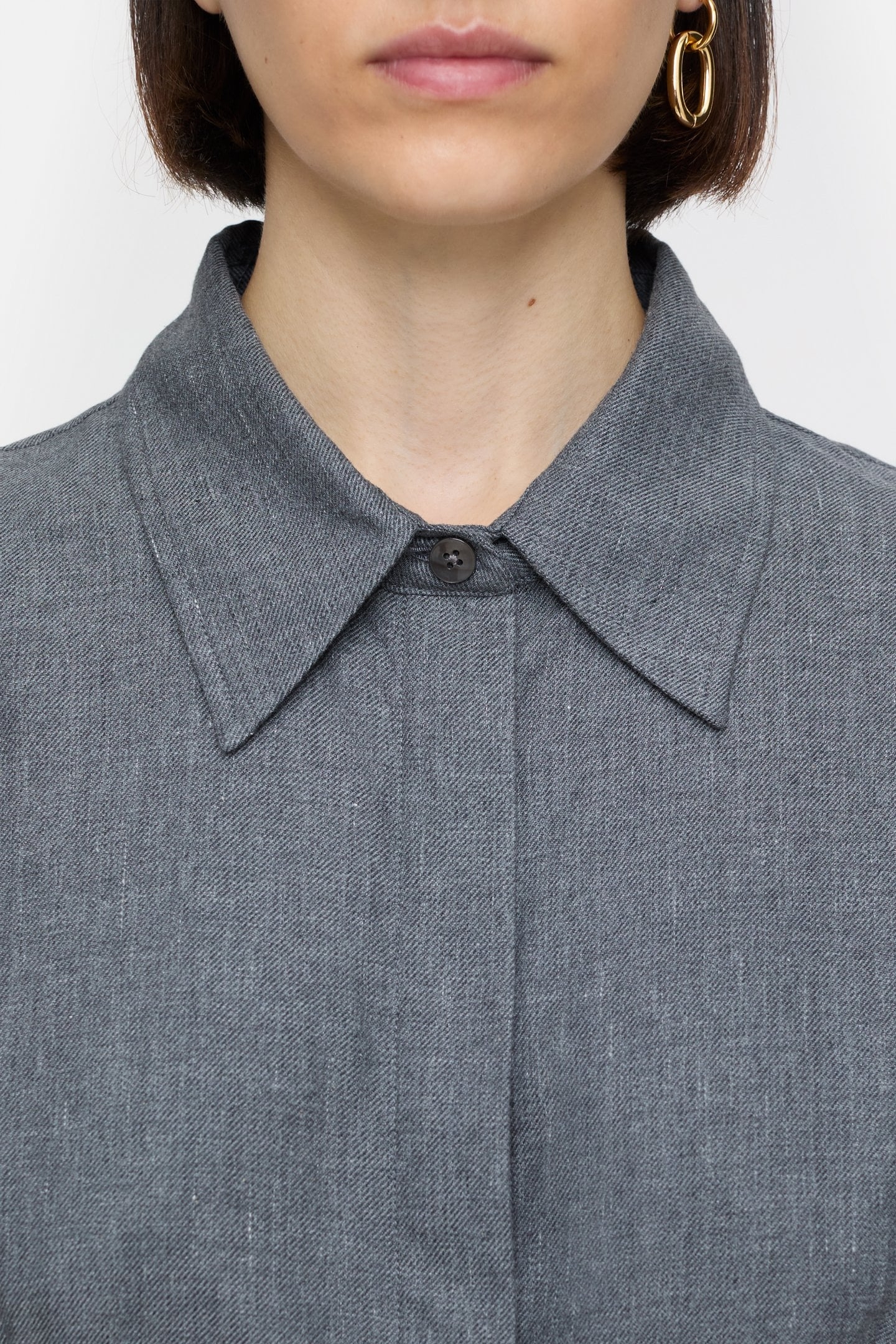 CROPPED BLOUSE SHIRT DARK GREY MELANGE 6