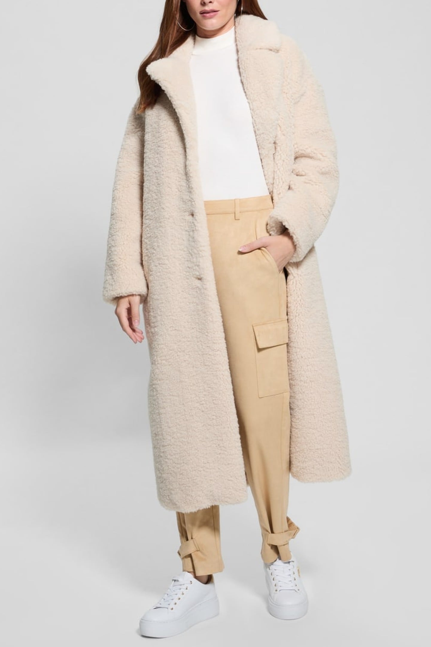 GUESS ECO NEW ALINA LONG COAT PEARL OYSTER 4