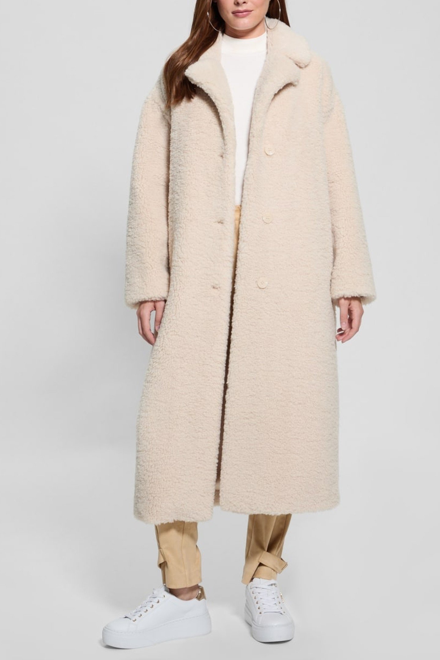 GUESS ECO NEW ALINA LONG COAT PEARL OYSTER 6