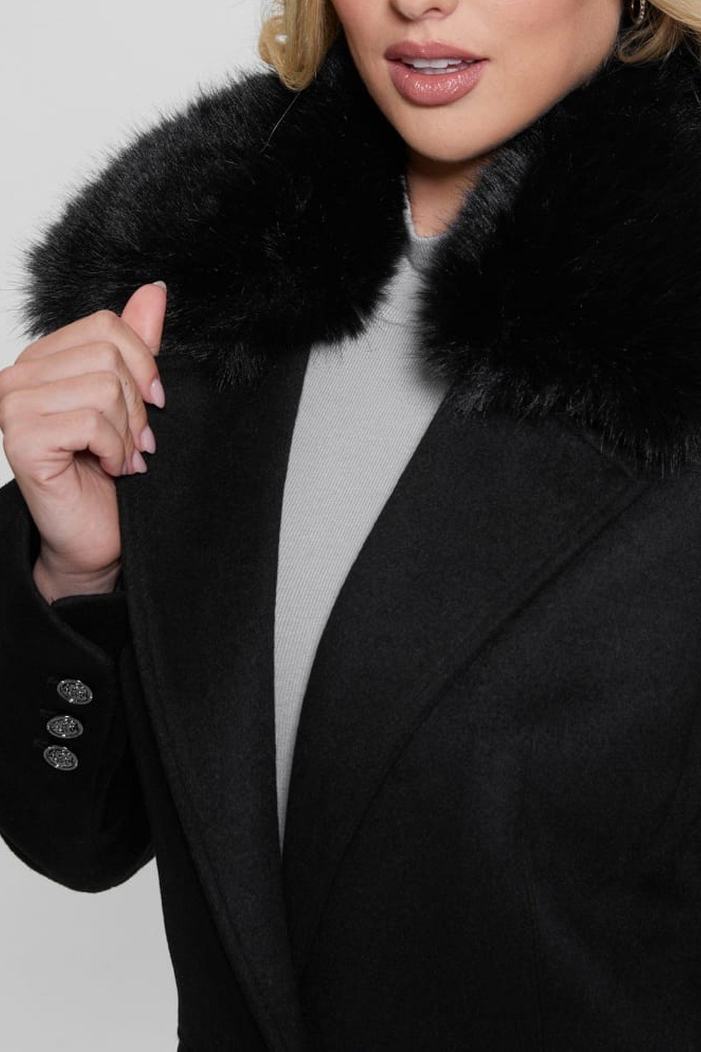 NANCY FIT COAT FAUX JET BLACK A996 4