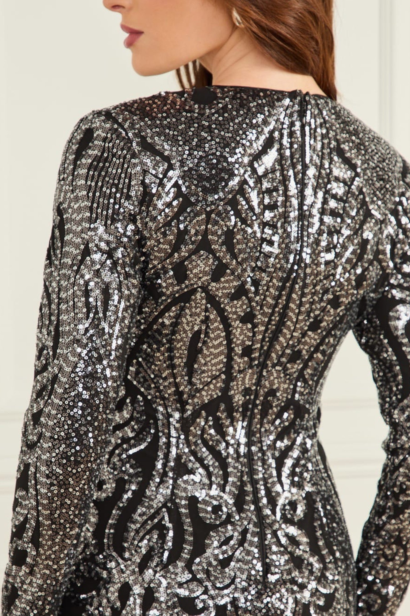 ISLA SEQUIN DRESS SILVER/GUNMETAL 8