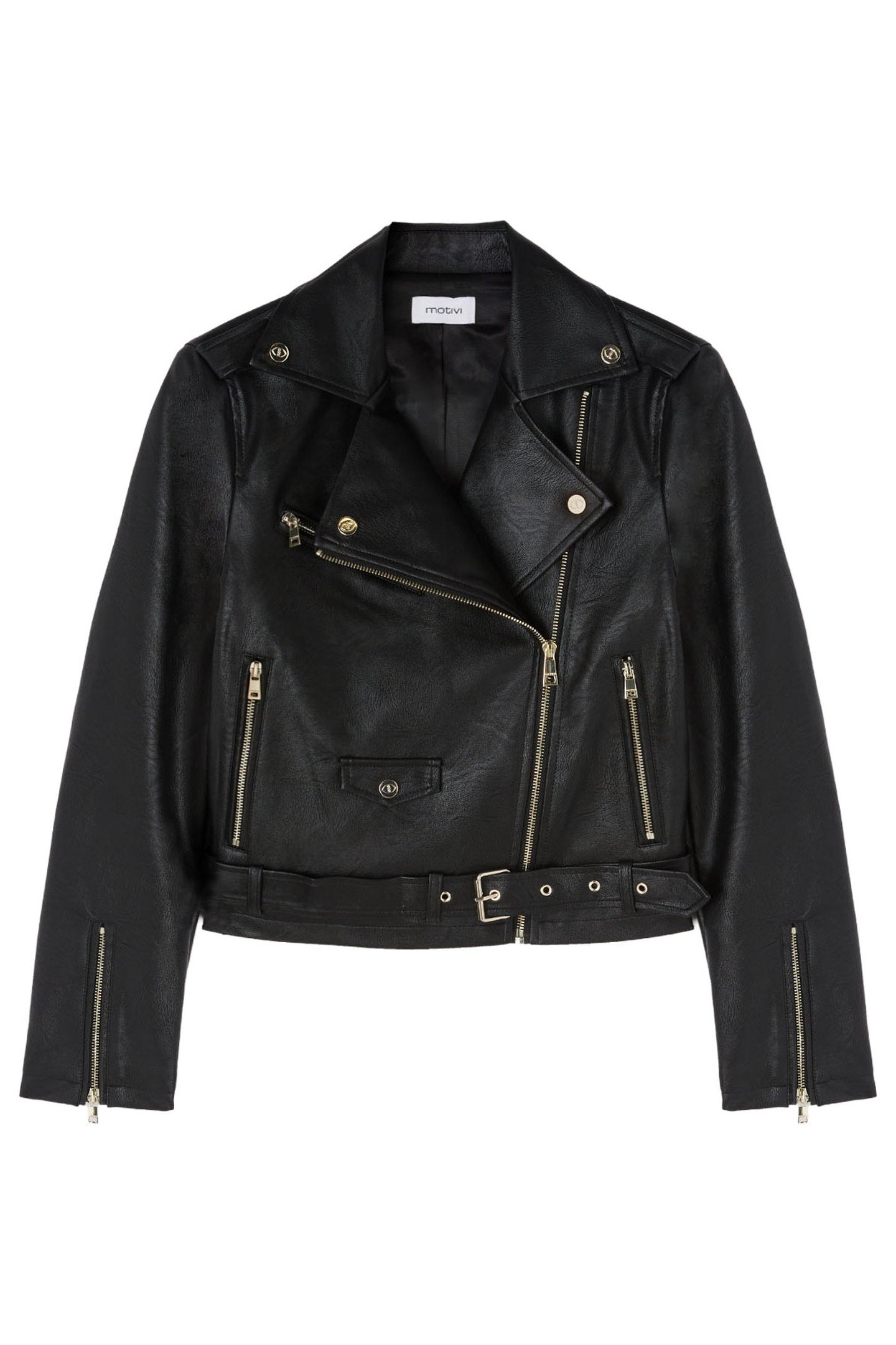 LEATHER-EFFECT BIKER JACKET BLACK 4