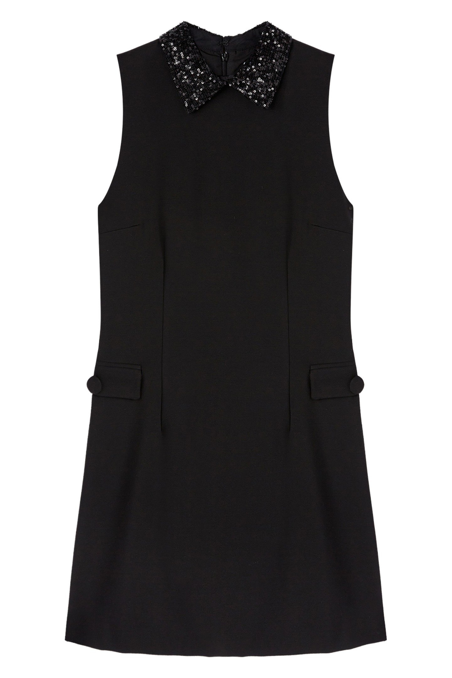 SHEATH DRESS WITH EMBROIDERED COLLAR BLACK 4