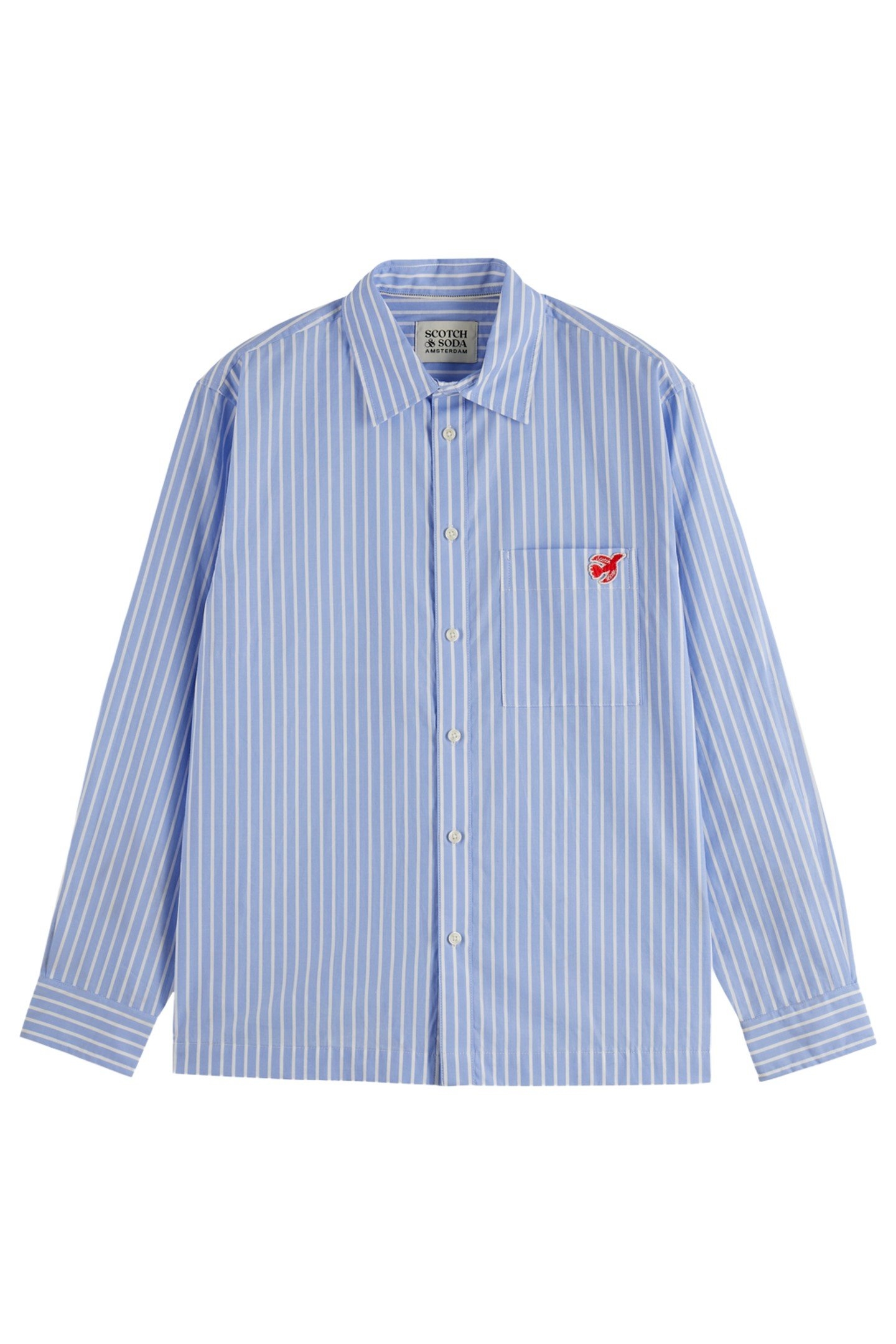 CORE - THE FREE SPIRIT PEACE BIRD POPLIN SHIRT BLUE WHITE ST 6