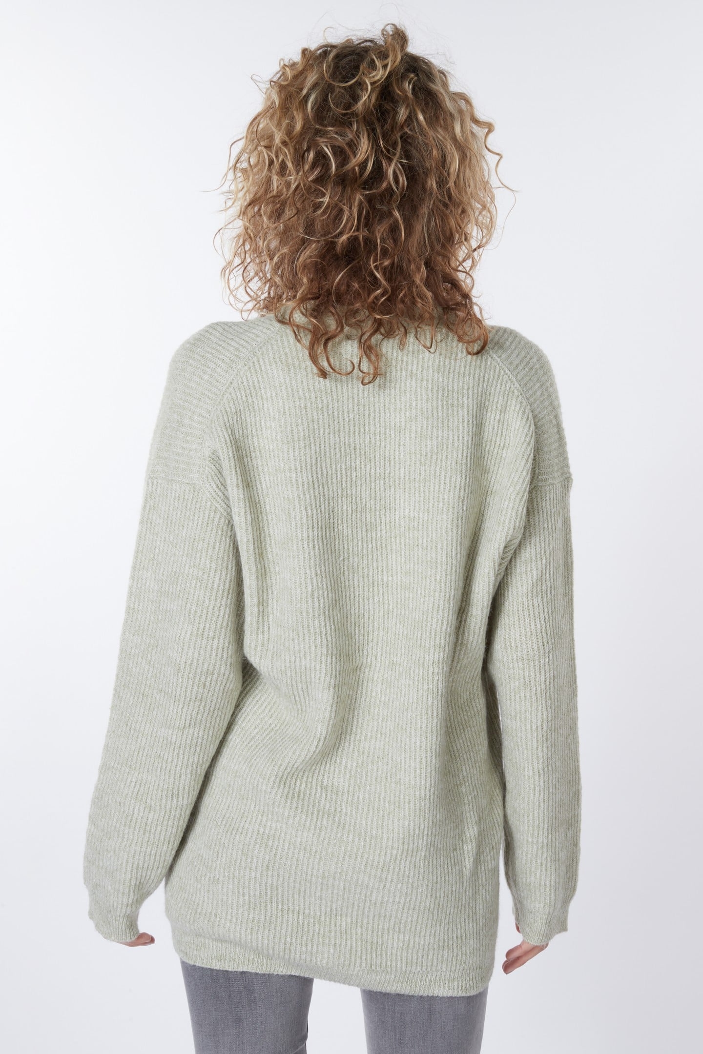 CARDIGAN MELANGE POCKETS LIGHT GREEN 2