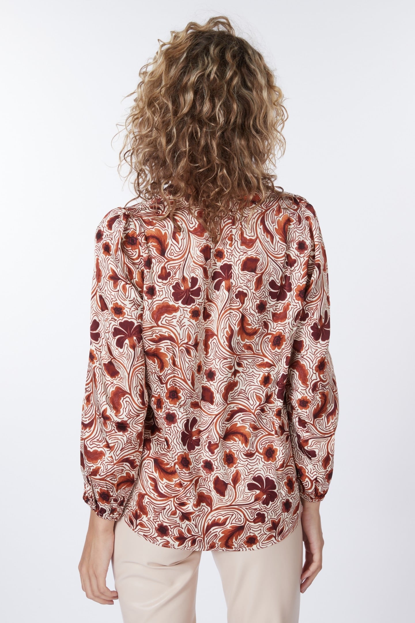BLOUSE V-NECK AUTUMN FLOWER PRINT PRINT 2