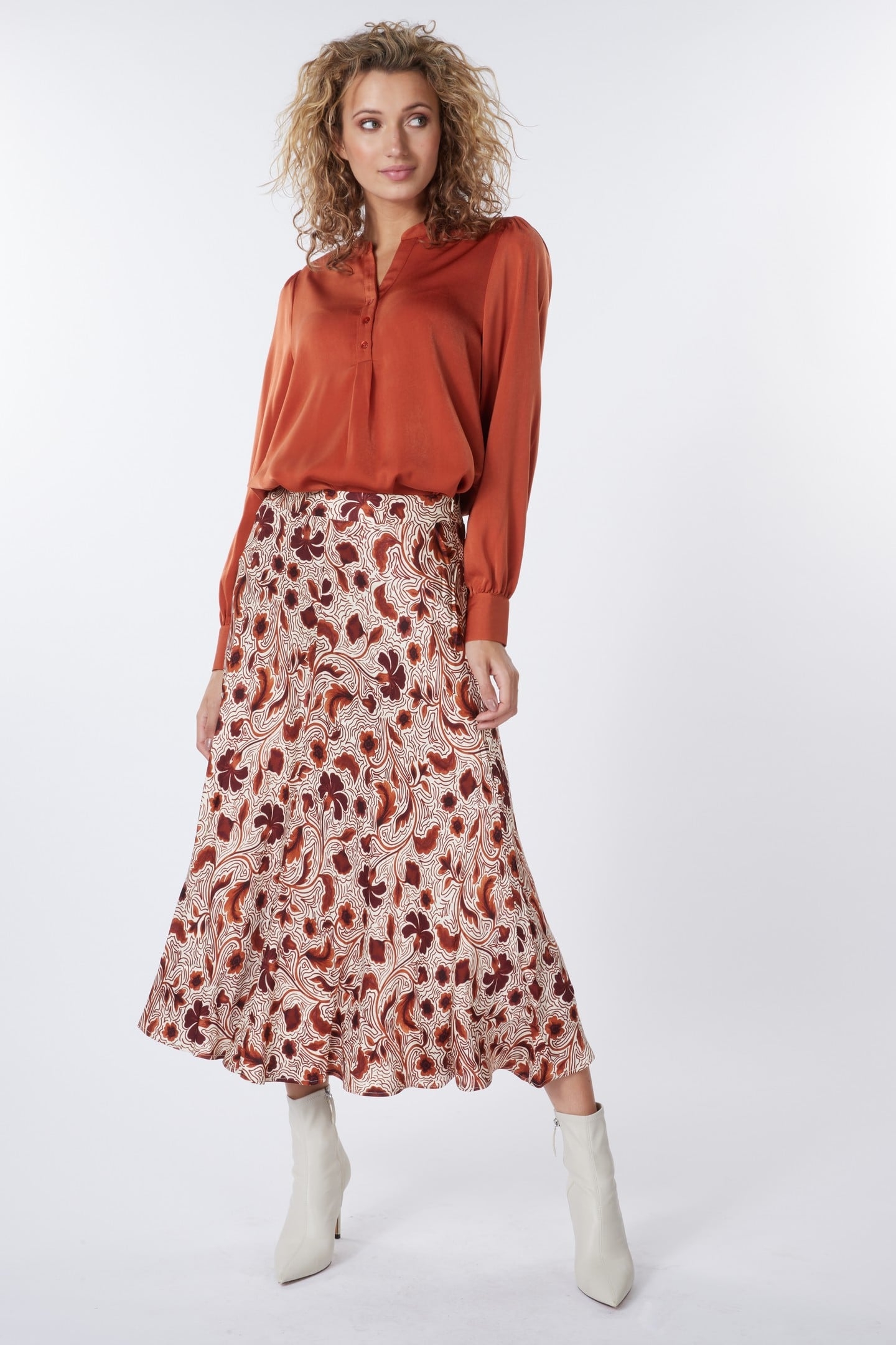 SKIRT LONG AUTUMN FLOWER PRINT PRINT 1