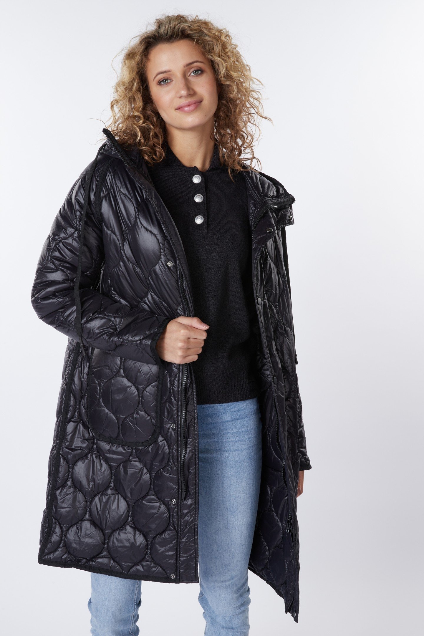 COAT QUILTED LONG HOOD BLACK 2