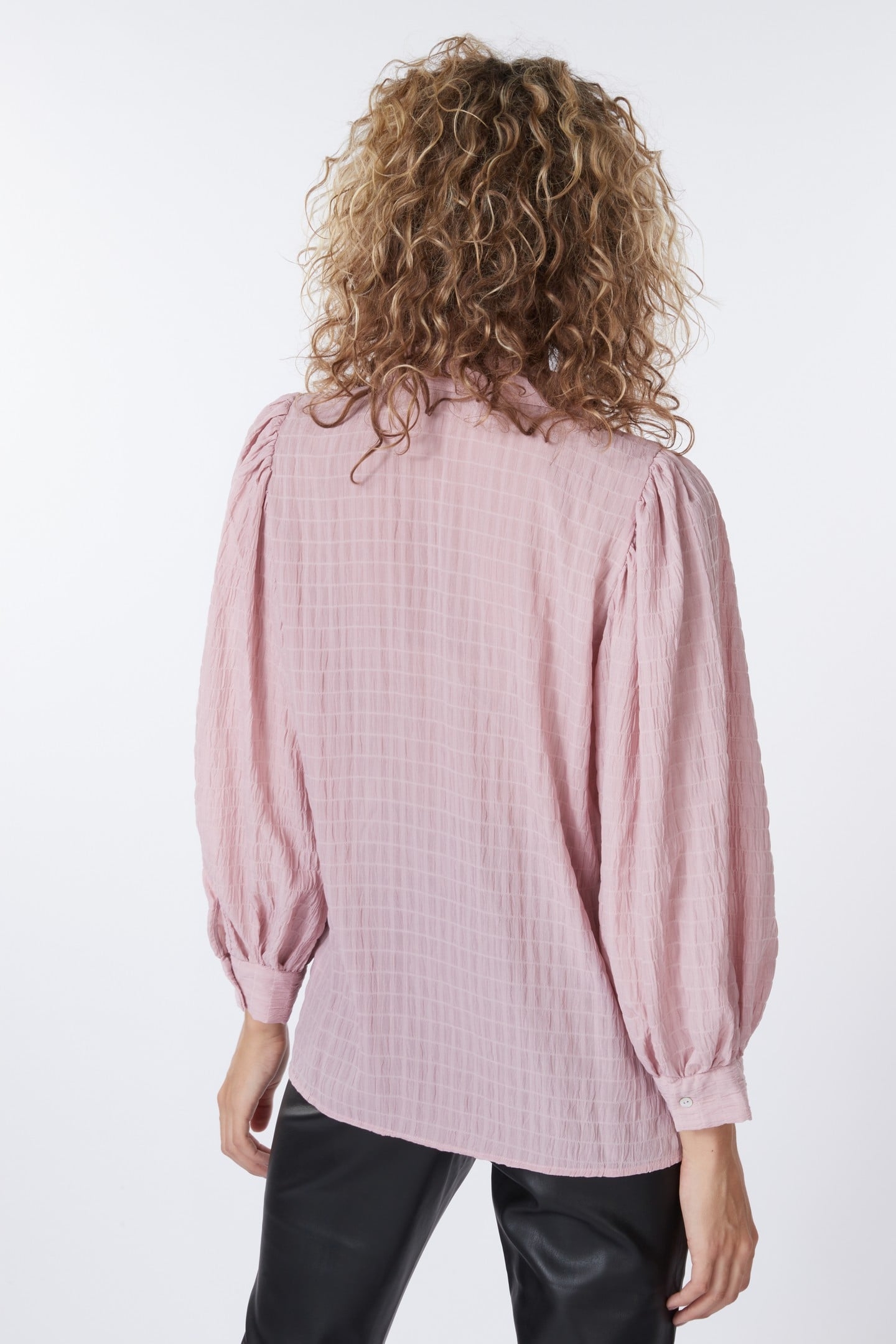 BLOUSE LANTERN CREPE PUFF SHLDR SEPIA ROSE 4