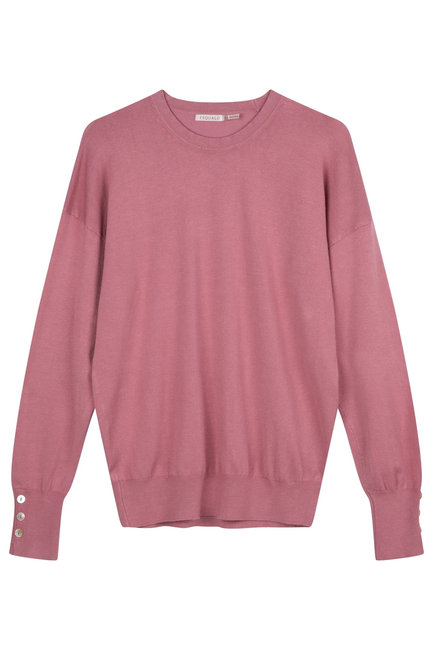 SWEATER BASIC BUTTON SLVE CUFF VINTAGE ROSE 4