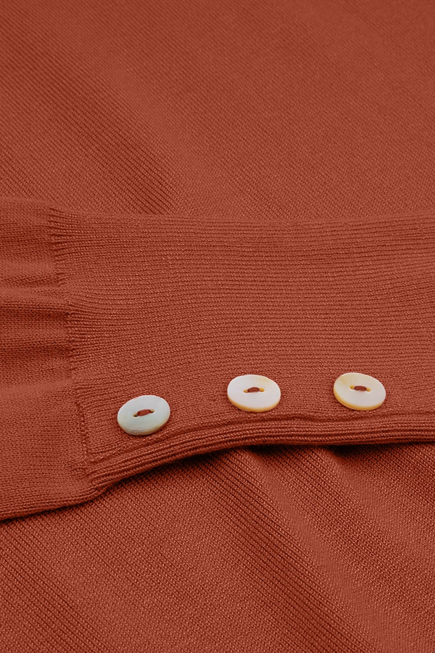 SWEATER BASIC BUTTON SLVE CUFF COPPER BROWN 3