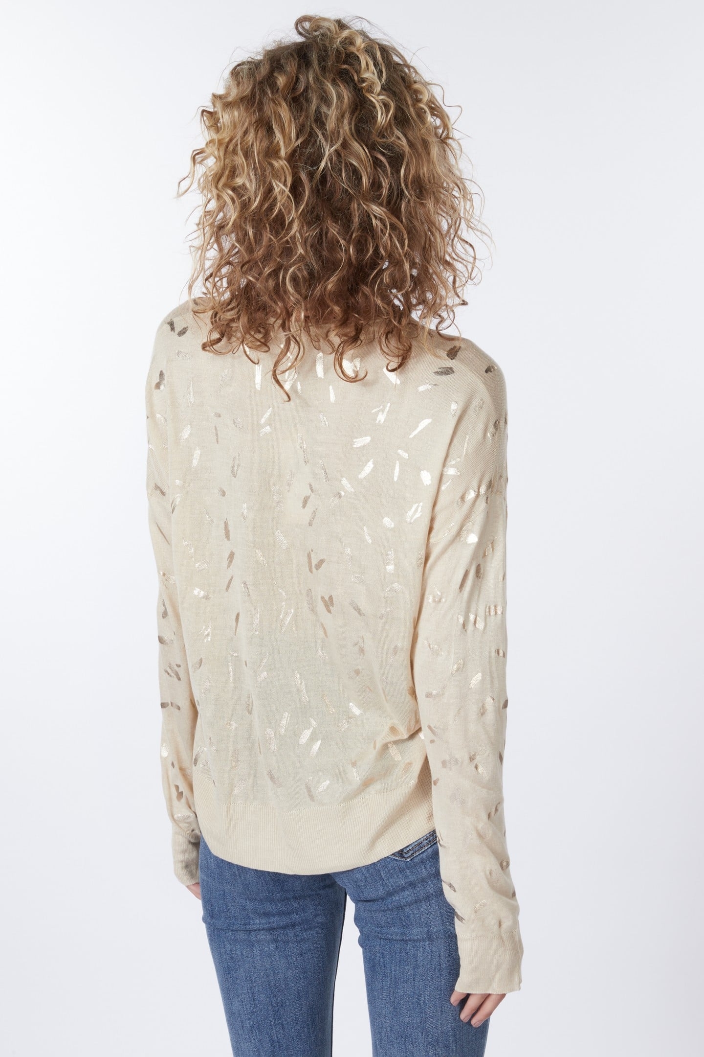 SWEATER FOIL PRINT L/SLV WARM SAND 2