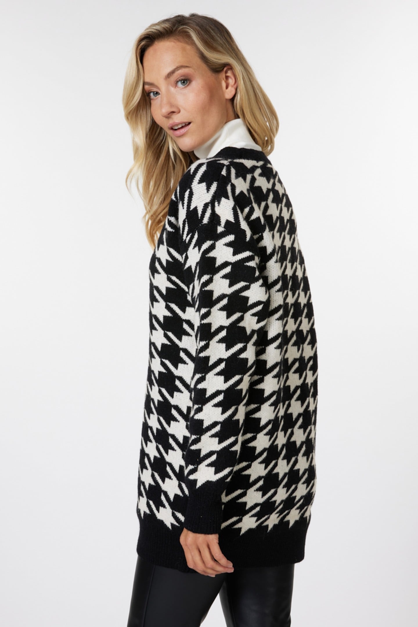 CARDIGAN HOUNDSTOOTH JACQUARD BLACK / OFF WHITE 4