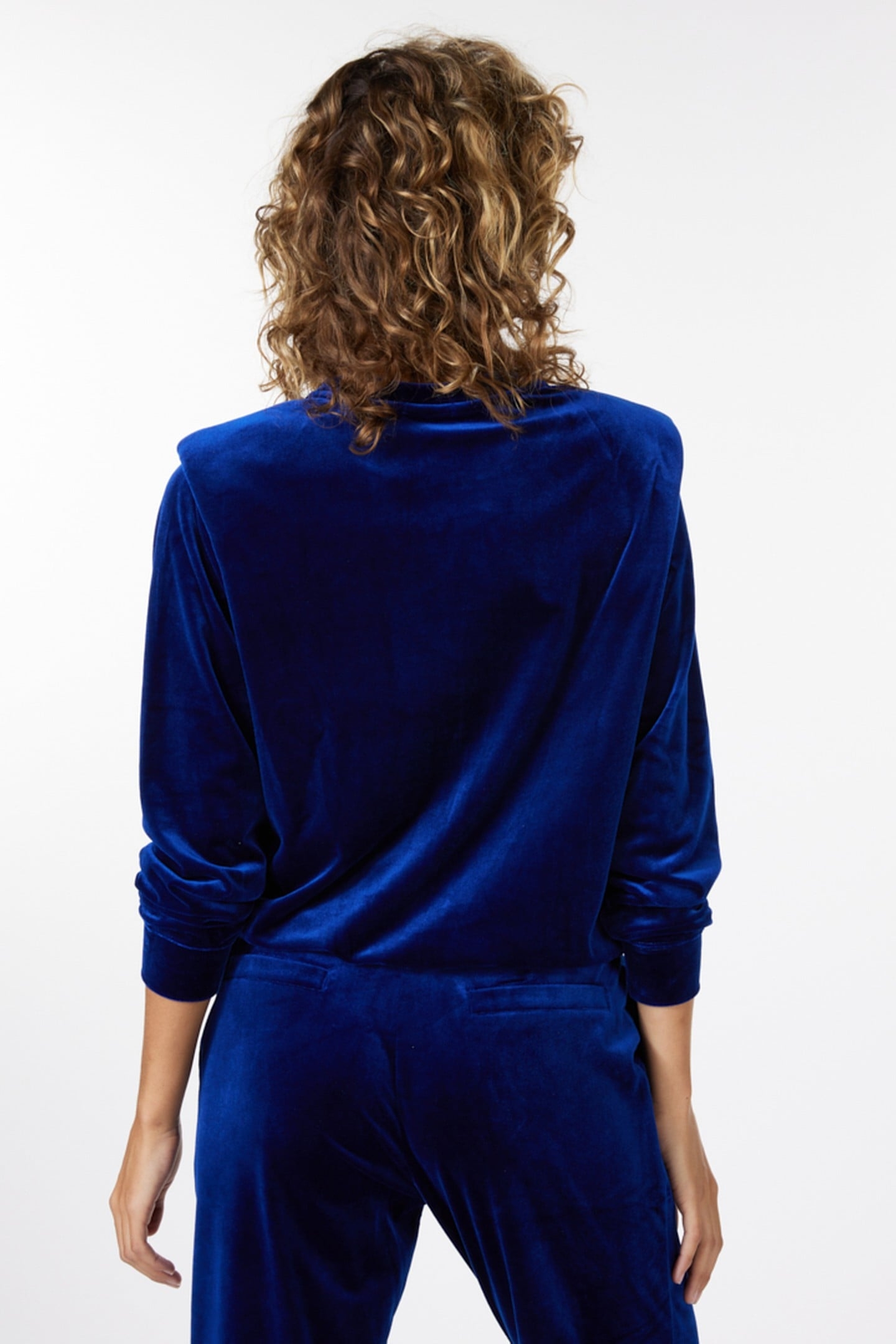 SWEATER SHOULDER DETAILS VELOURS BLUE 5