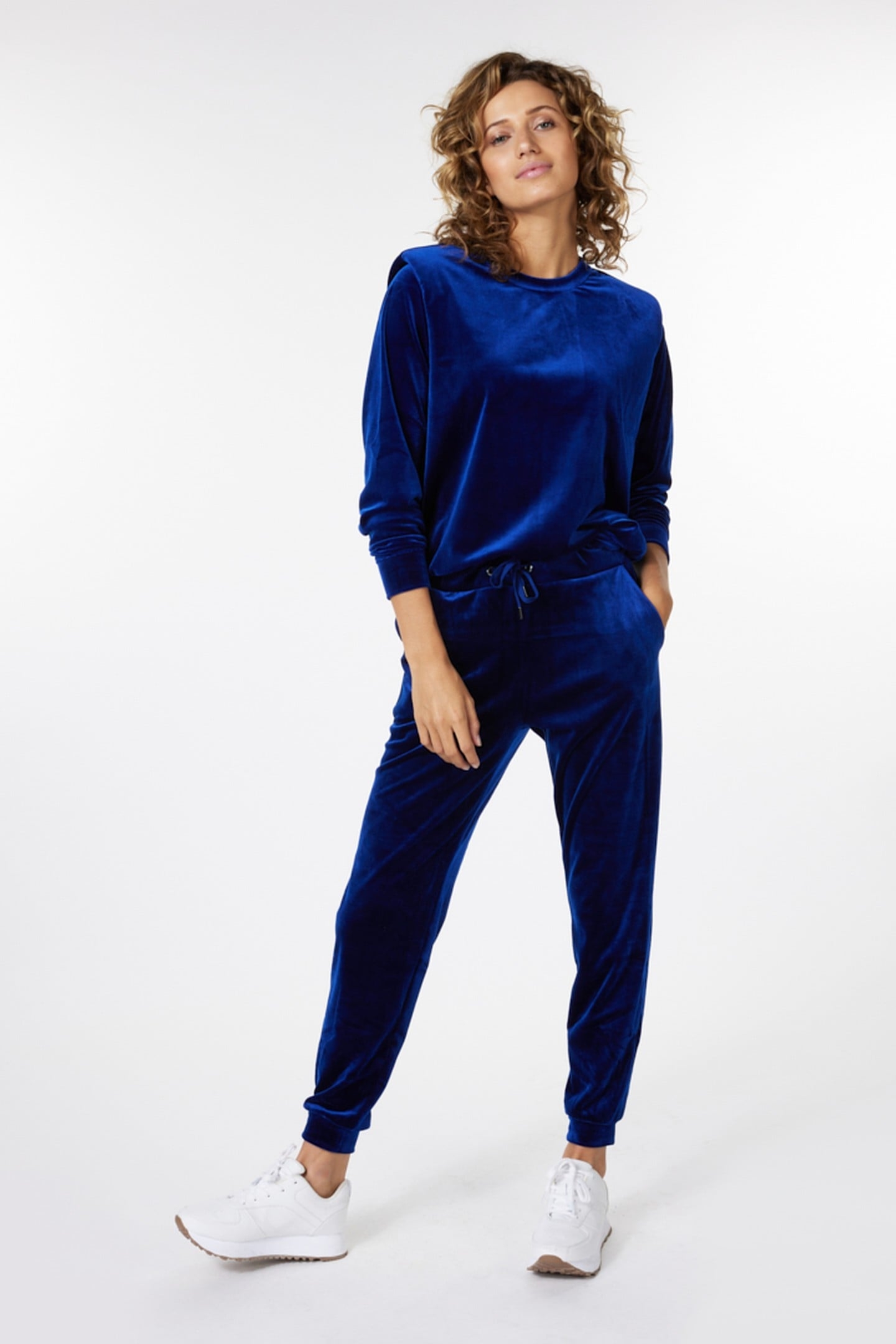 SWEATER SHOULDER DETAILS VELOURS BLUE 4