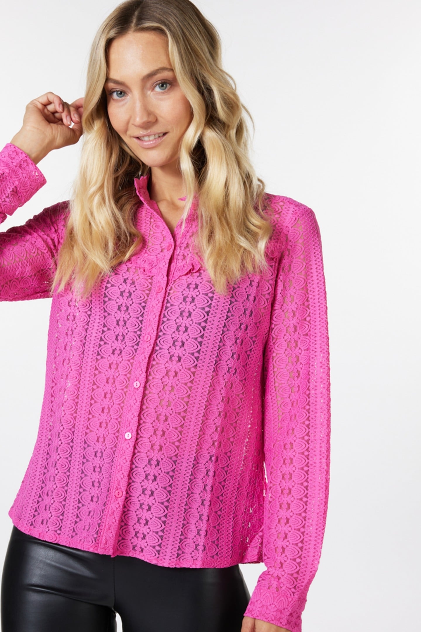 BLOUSE LACE RUFFLES PINK 1