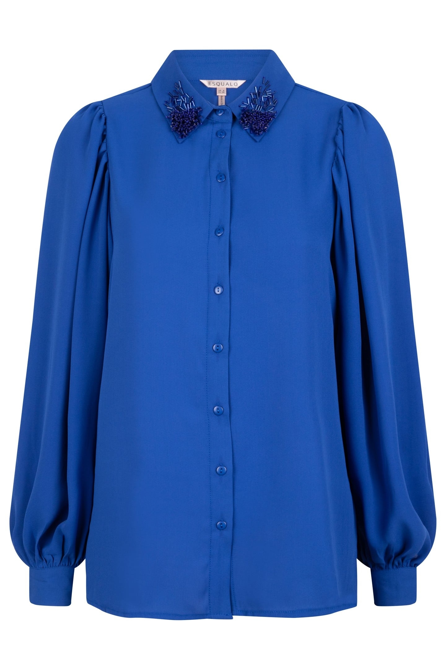 BLOUSE PUFF SLEEVE SEQUINS COLLAR BLUE 1