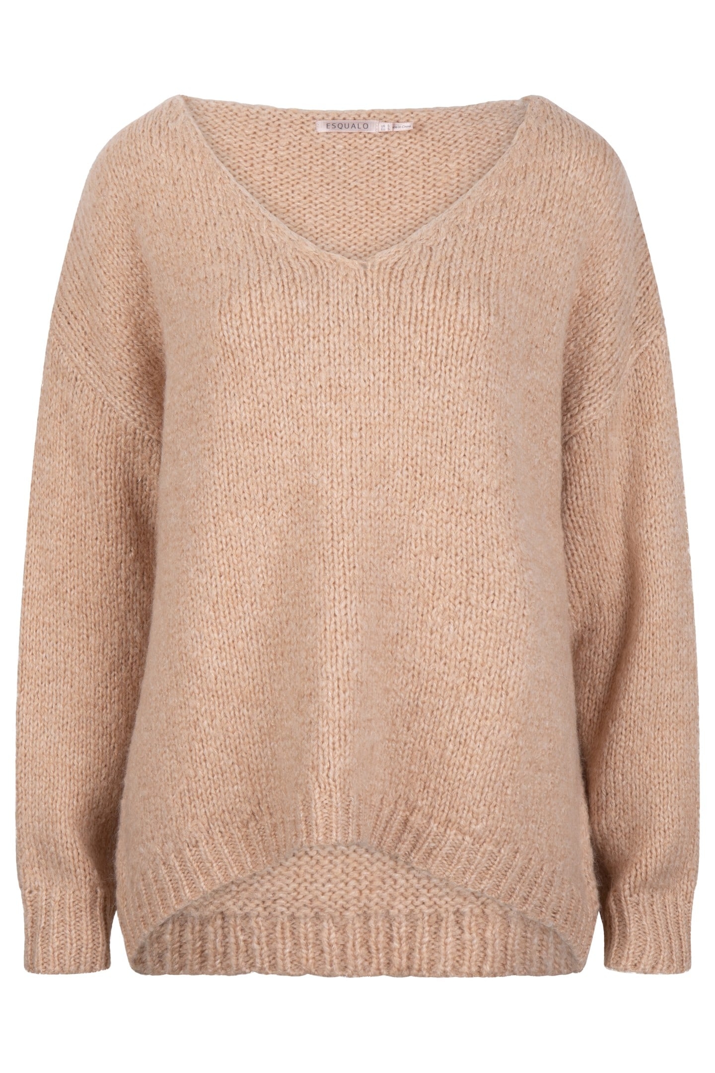 SWEATER CHUNKY V-NECK CAMEL 5