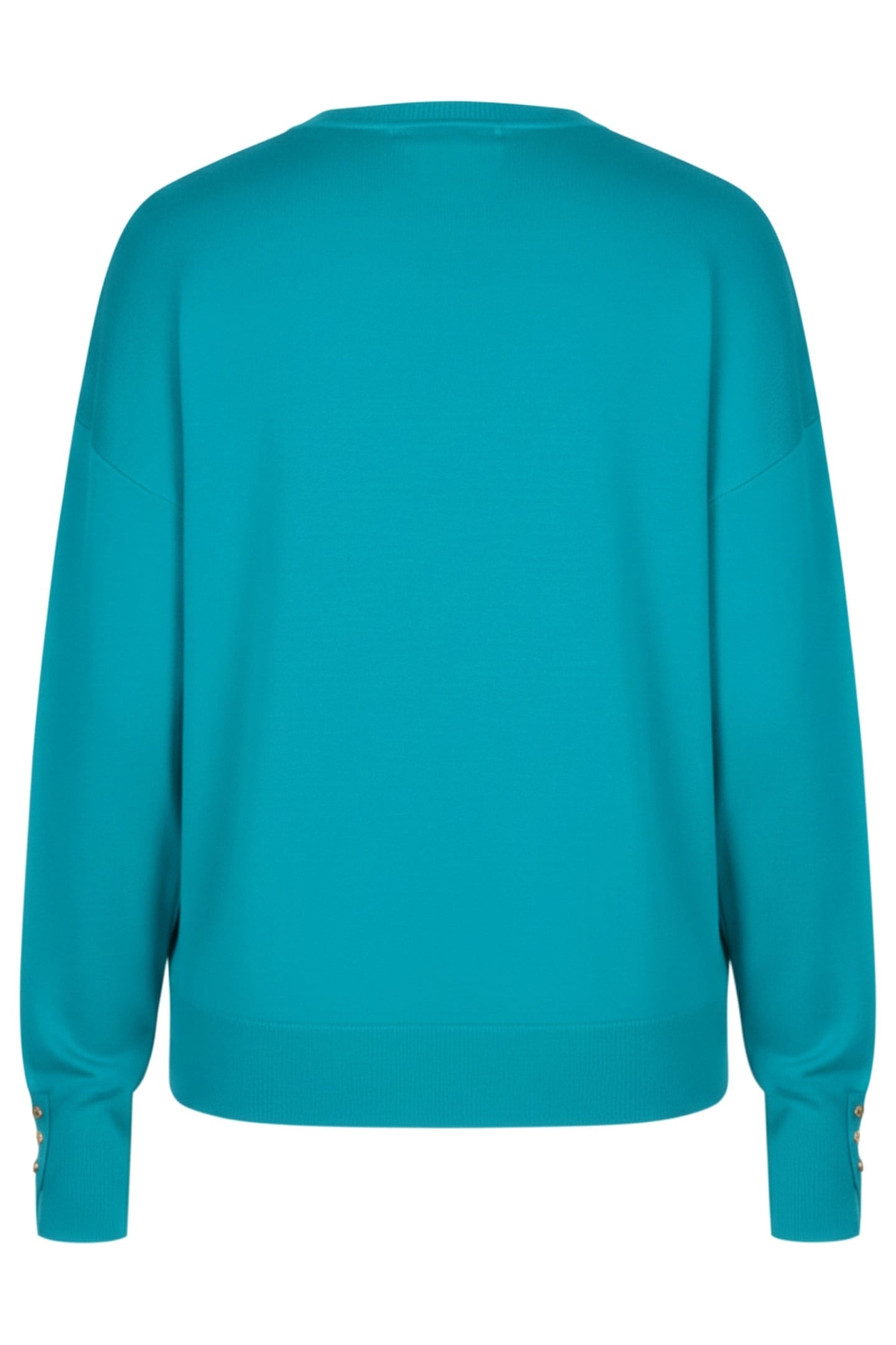 SWEATER BASIC BUTTON SLVE CUFF PEACOCK BLUE 2