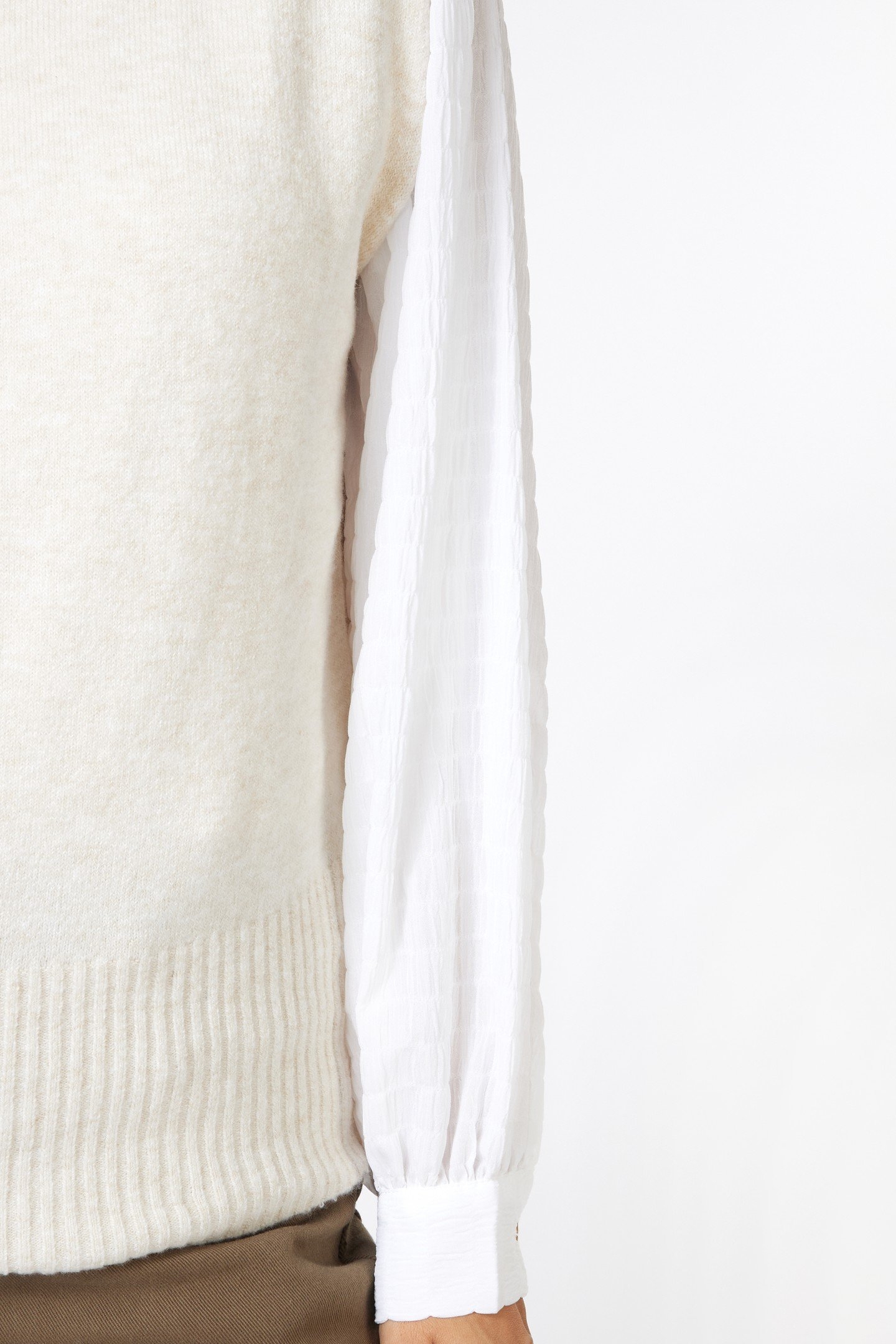 SWEATER SLV/LSS COL SHOULDER PADS LIGHT SAND 7