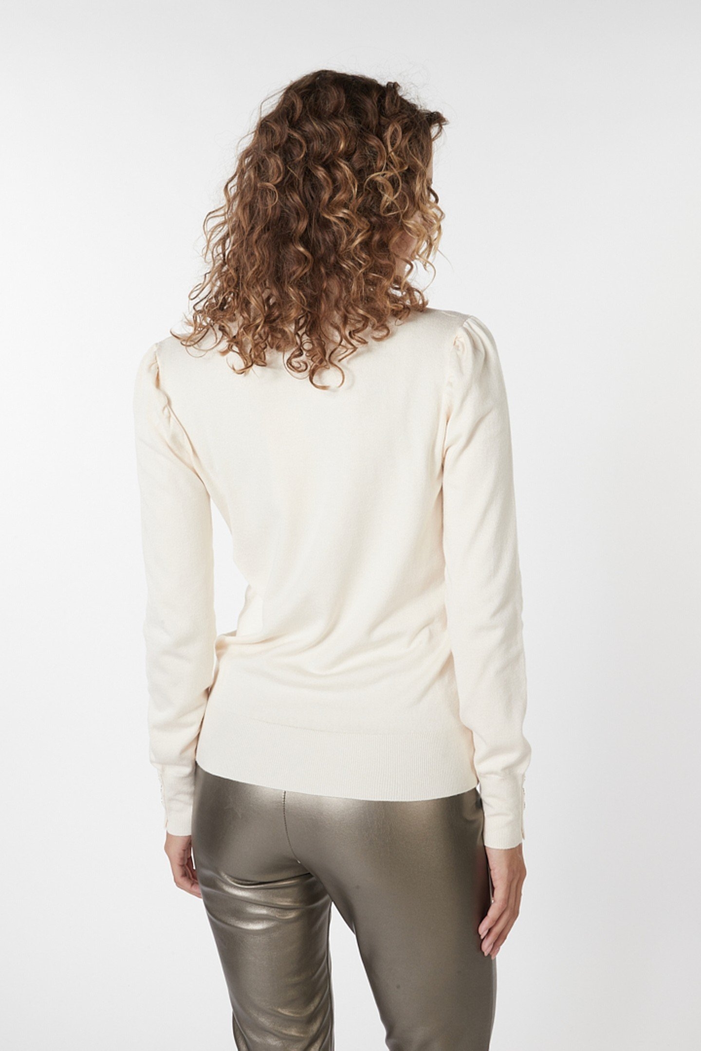 SWEATER PUFF SLVE BUTTONS IVORY 3