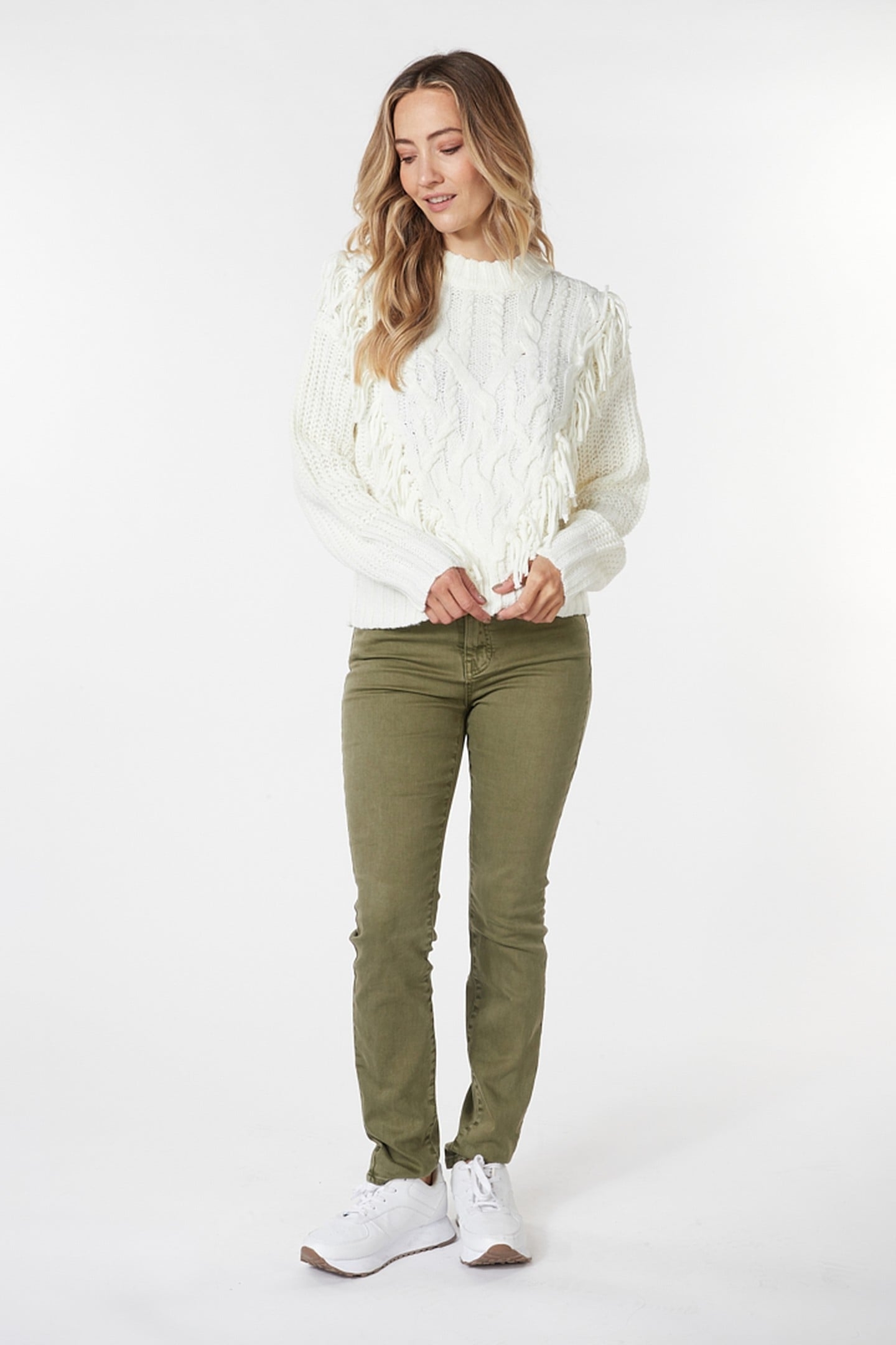 SWEATER CABLE FRINGES OFF WHITE 1