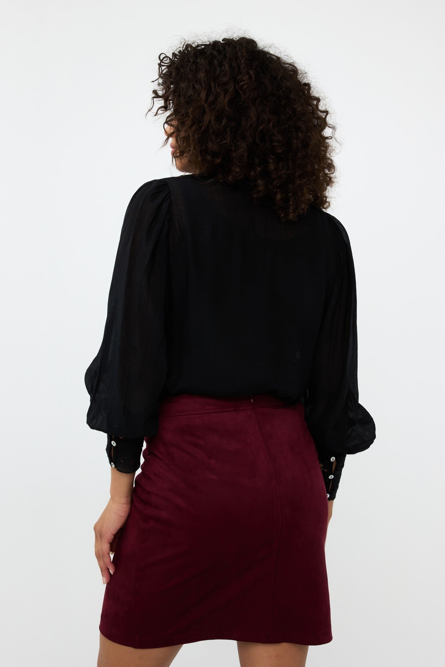 SKIRT OVERLAP SUEDINE WINE RED 3